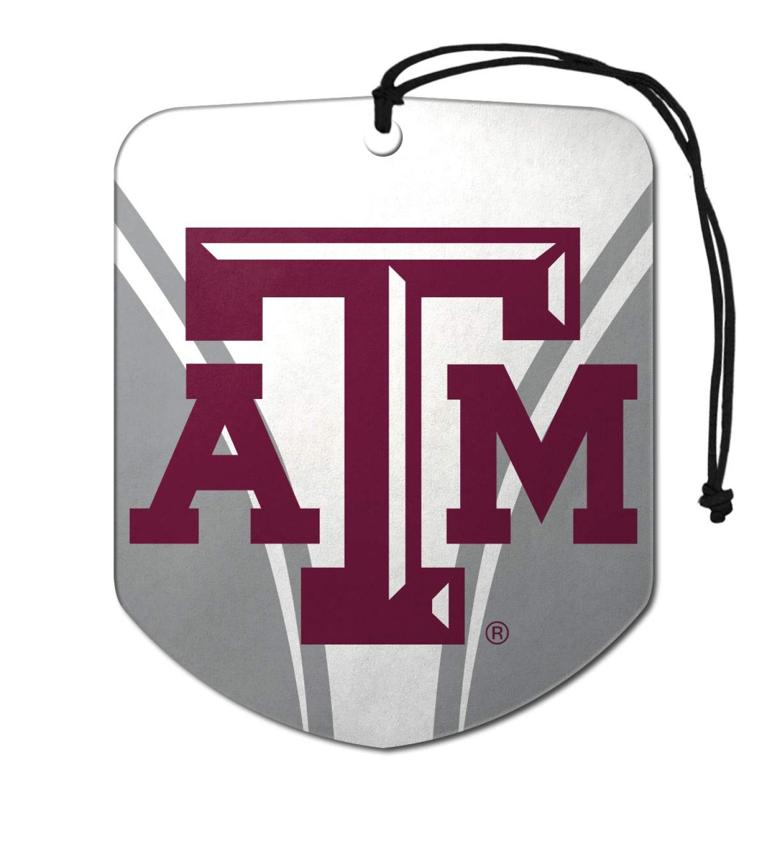 FANMATS 61635 NCAA Texas A&M Aggies Hanging Car Air Freshener, 2 Pack, Black Ice Scent, Odor Eliminator, Shield Design with Team Logo