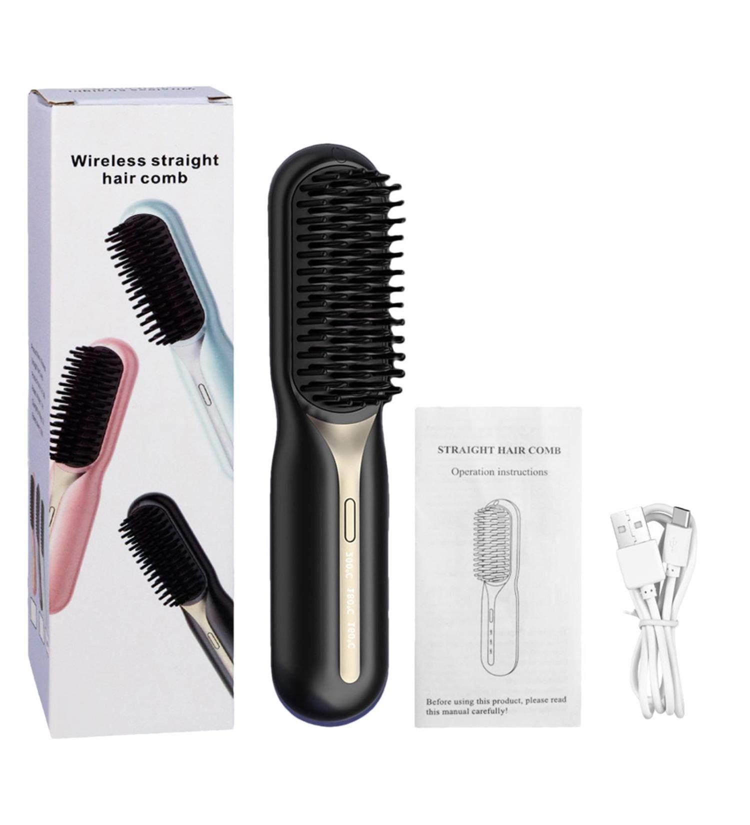 Cordless Hair Straightener Brush | Fast Heating Ceramic Brush | Portable 3-in-1 Hair Pro with Negative Ion | Rechargeable 1500mAh for Women - Buy Now - Buy Online on GoSupps.com