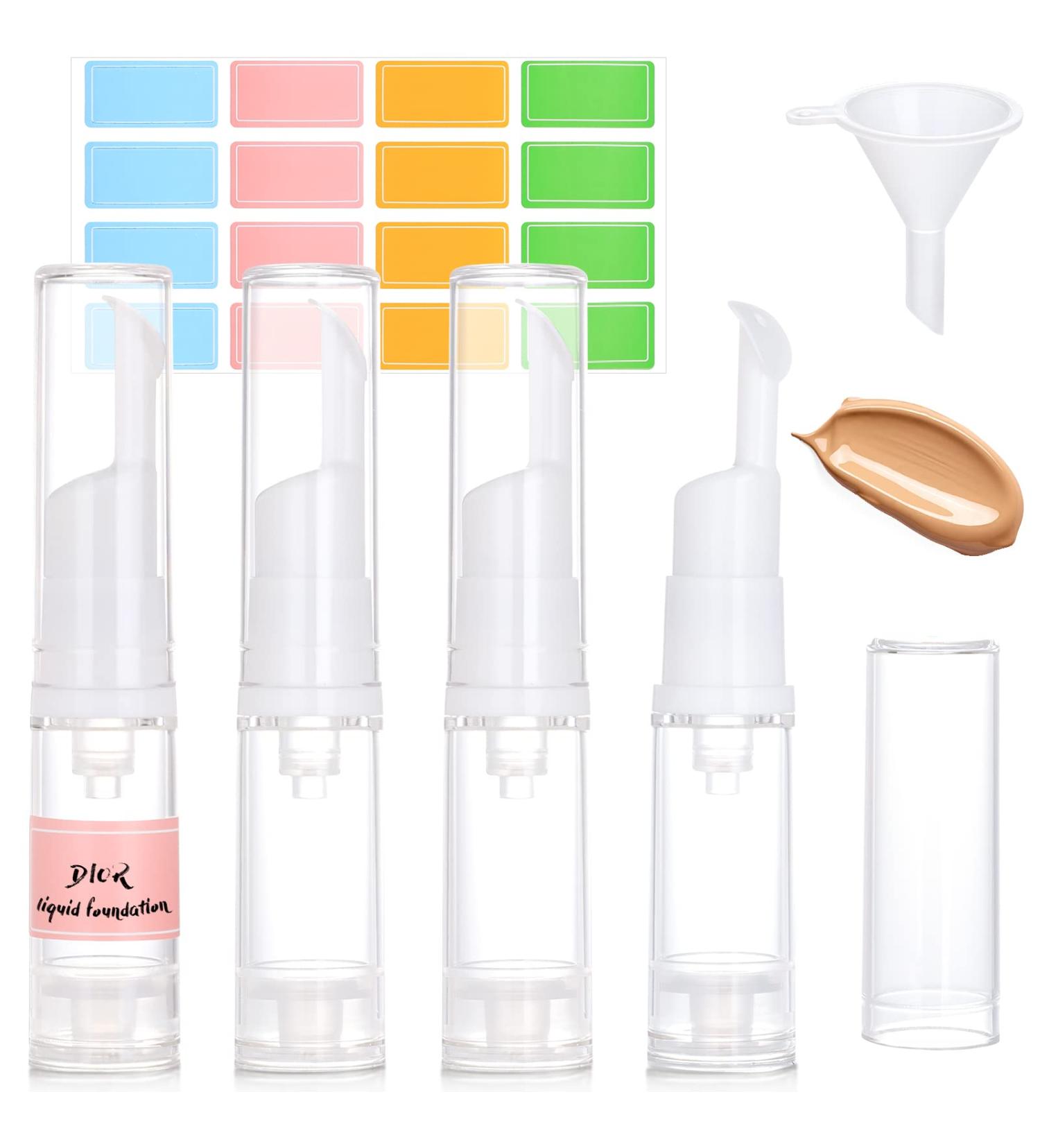 Pwsap 0.2oz Vacuum Cosmetic Travel Container Set with 4 Foundation Pump Bottles - Liquid Foundation & Eye Cream Dispenser - Buy Online on GoSupps.com