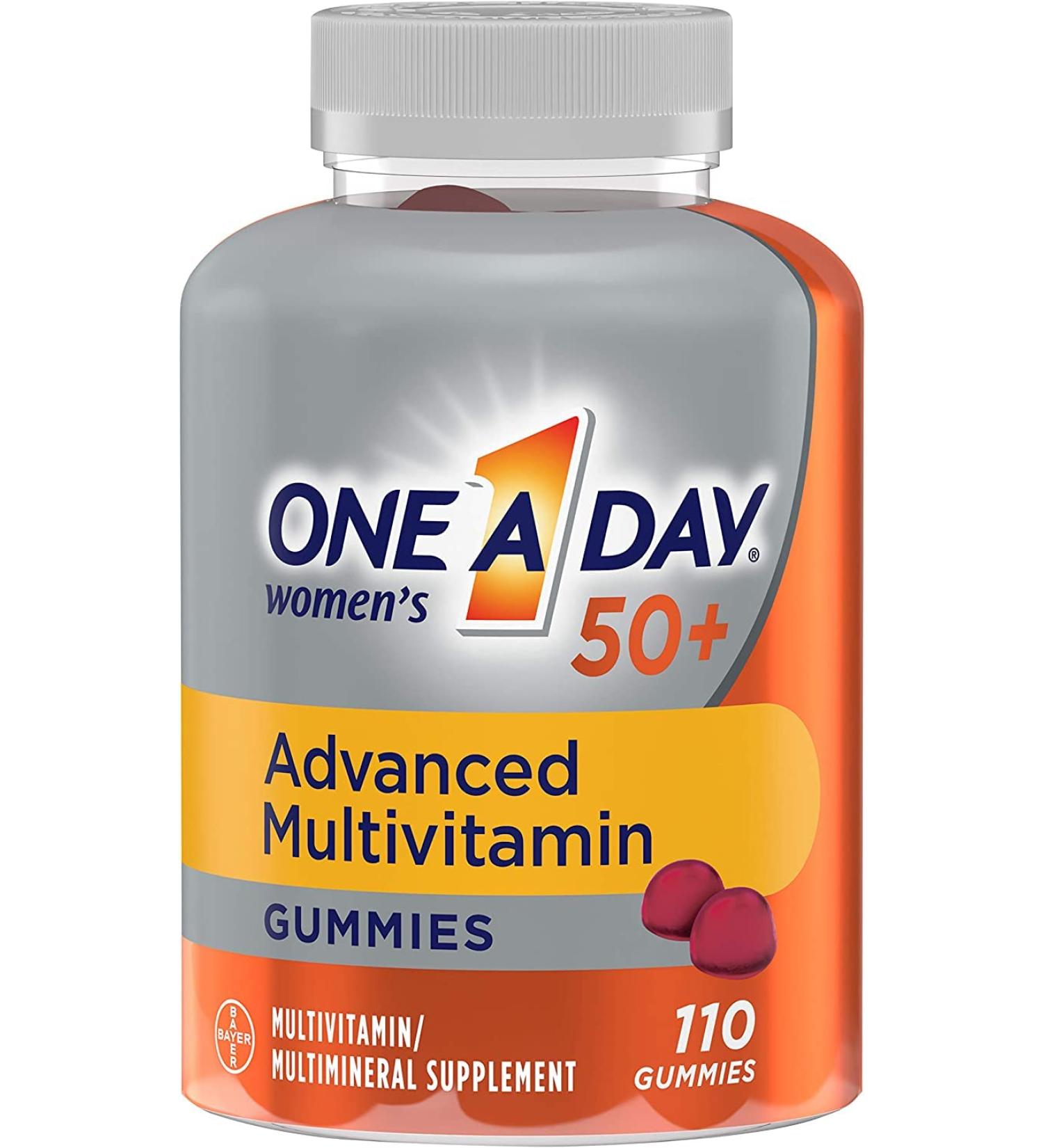 One A Day Women s 50+ Gummies Advanced Multivitamin For Women Vitamins for Brain Support and Immunity Support Multivitamins with Super 8 B Vitamin Complex 110 Count