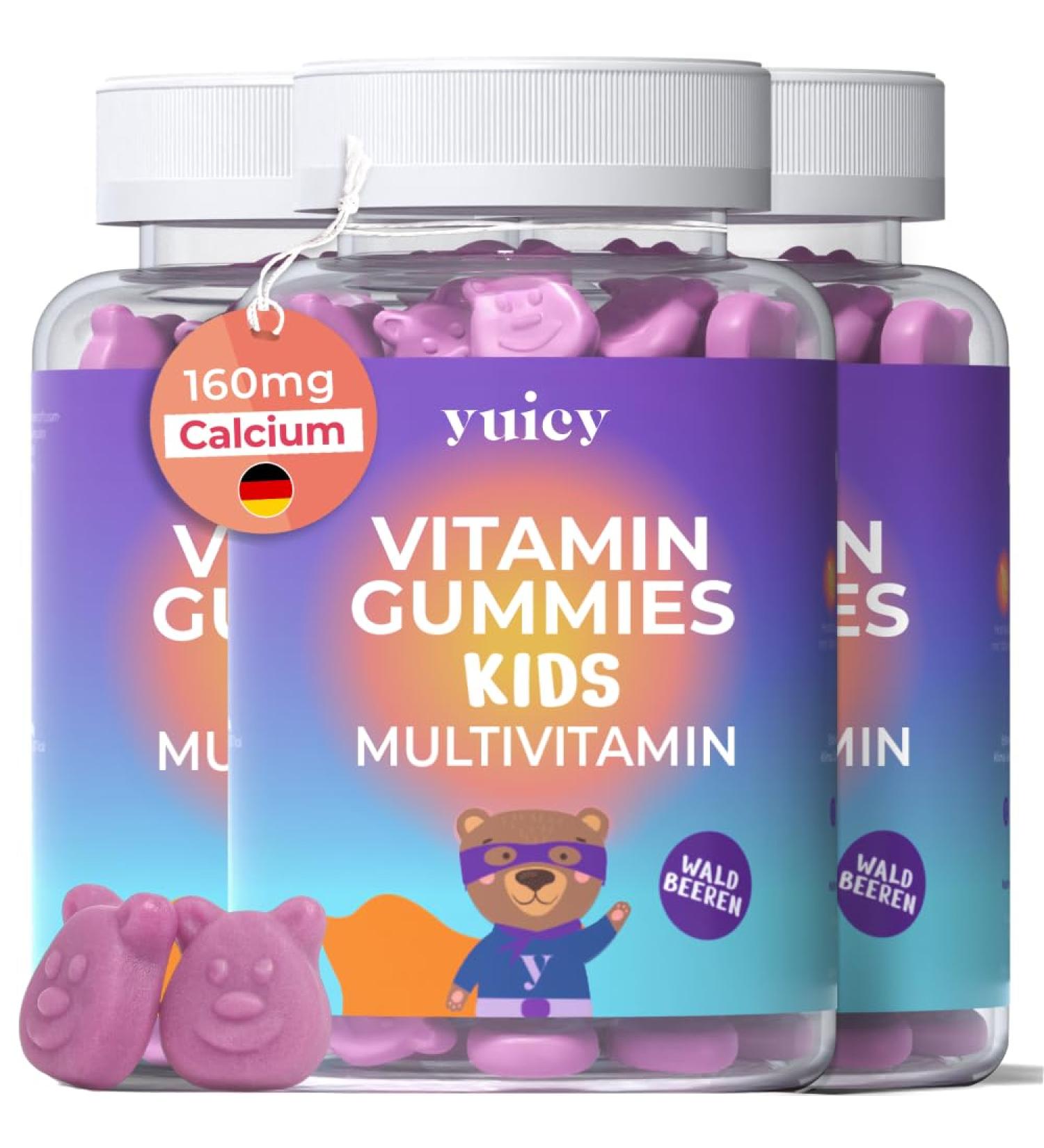 Yuicy Kids Multivitamin Gummy Bears - High-Dose Immune Support for Ages 2+ 180 Pieces Triple Pack - Buy Online on GoSupps.com