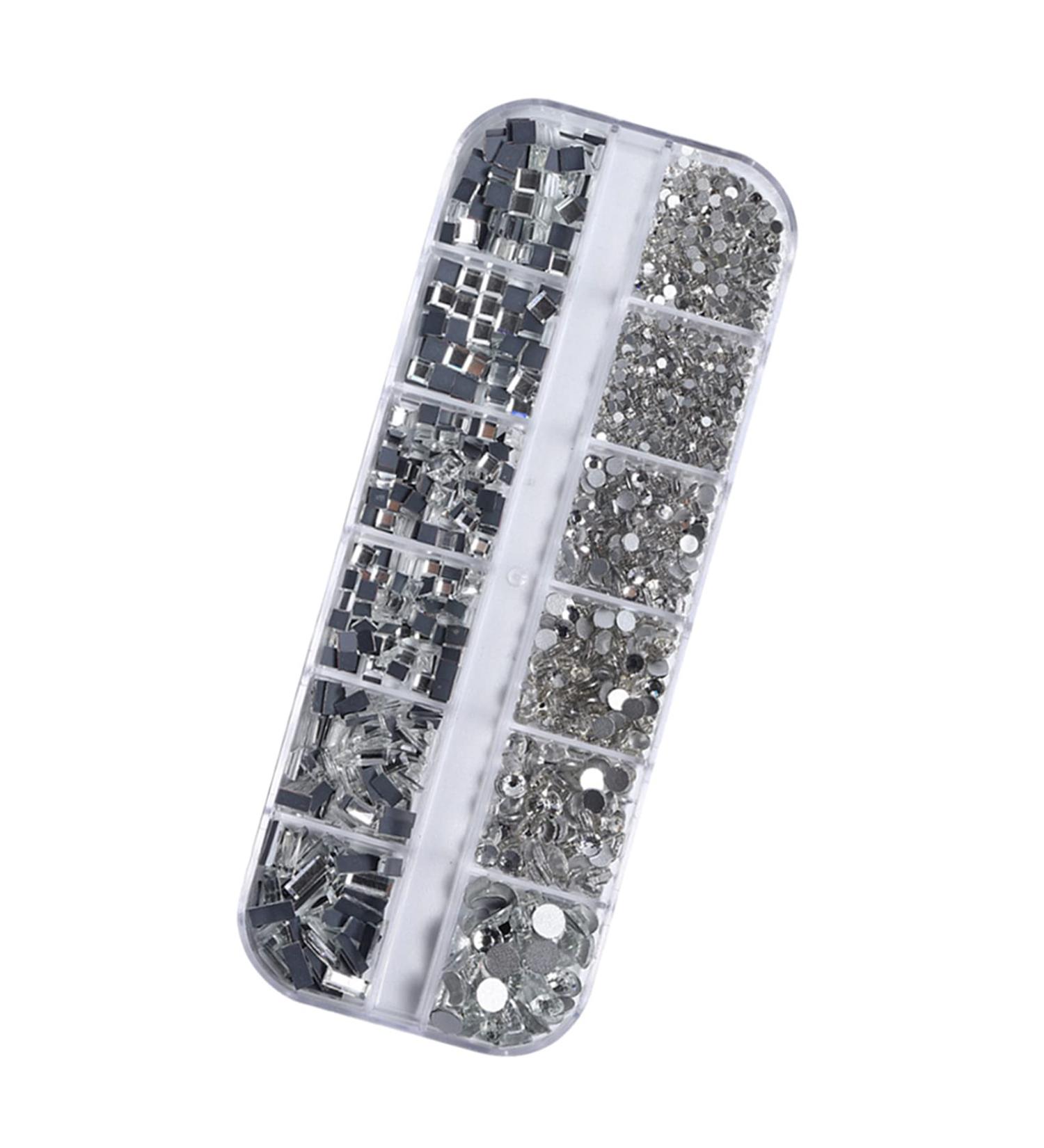 FEIlei 12 Grids Nail Charms Rhinestones Flat Back Diamond Nail Art Crafts Rhinestones - Buy Online on GoSupps.com
