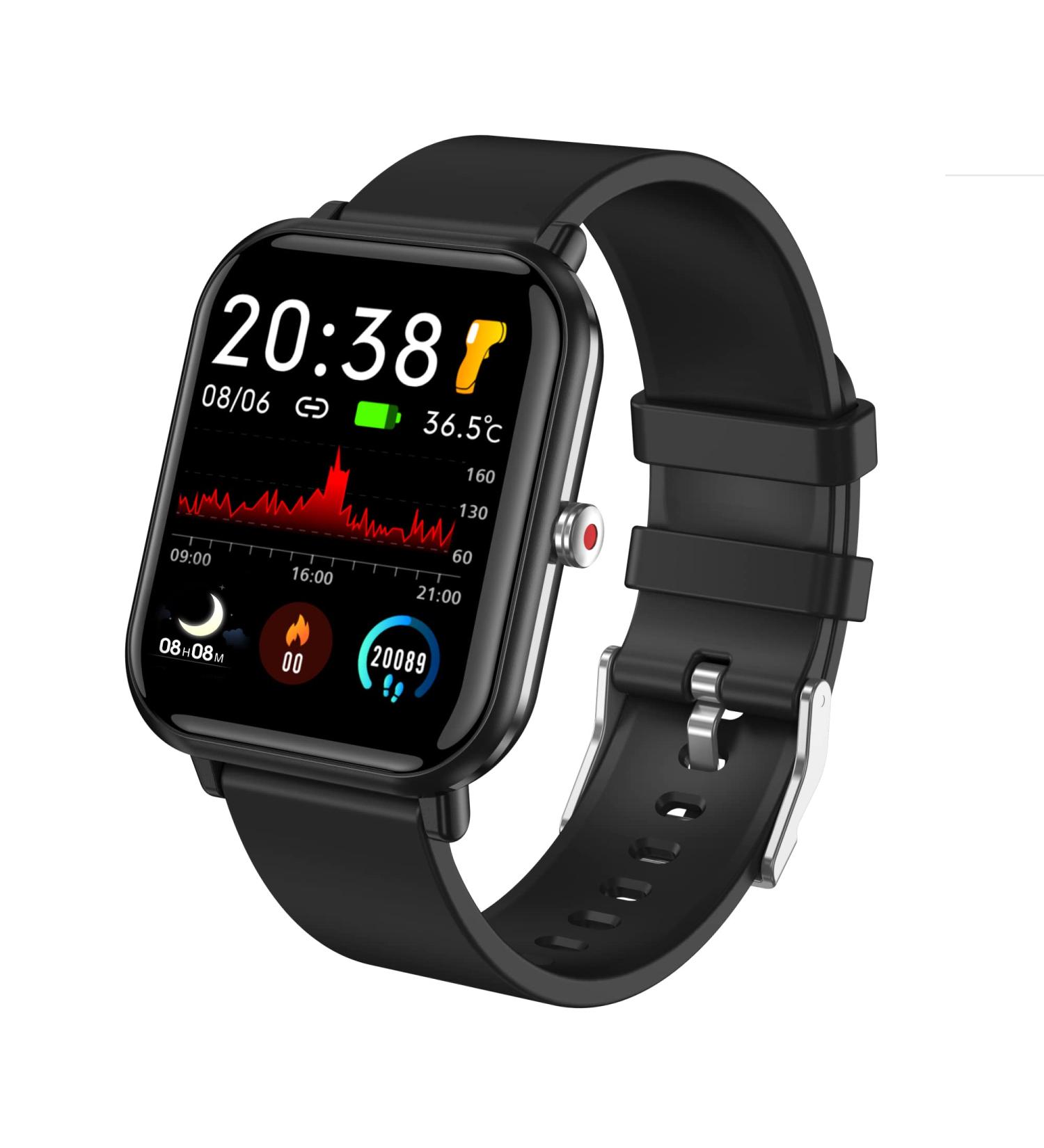 44mm Fitness Tracker Smart Watch | 24 Sports Modes | 5ATM Waterproof | Sleep Monitor | Step Calorie Counter | 1.7 HD Touchscreen | for Men Women | iPhone Android Compatible - Black - Buy Online on GoSupps.com