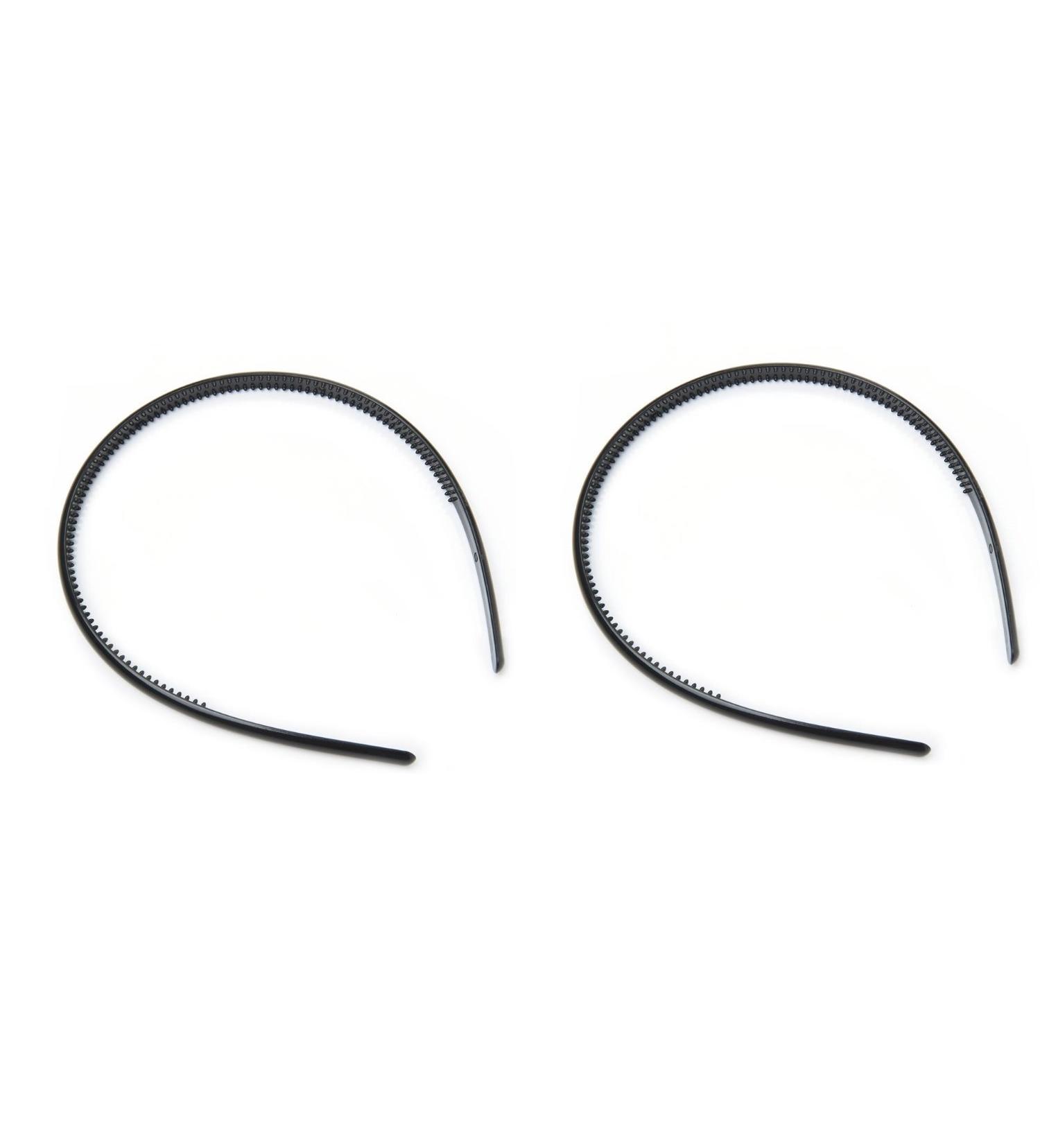 Mytoptrendz Set of 2 Black Thin Slim Narrow Plastic Alice Band Hair Band Headband Hair Accessory - Buy Online on GoSupps.com