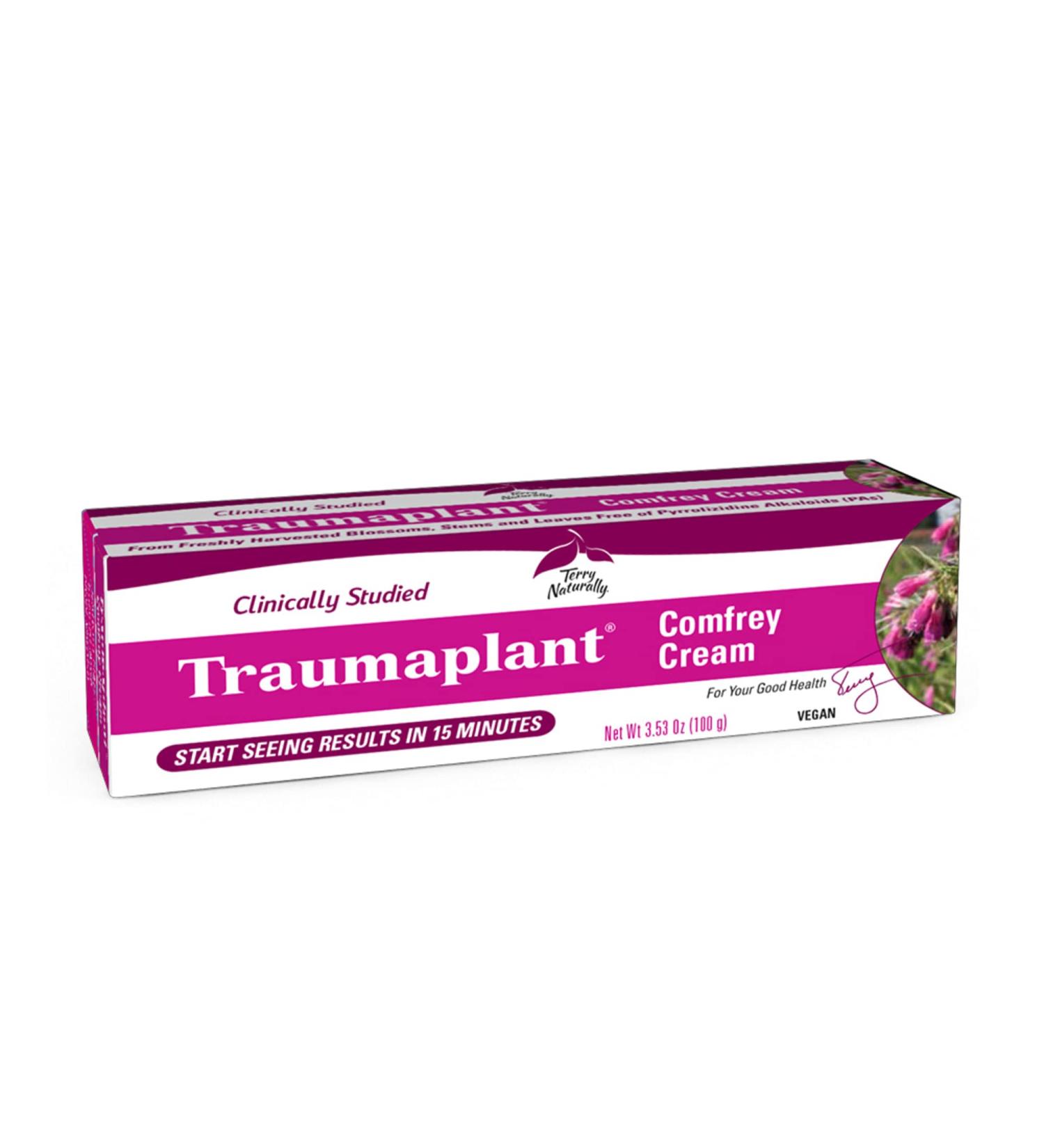 Terry Naturally Traumaplant Comfrey Cream 3.53 oz - Non-Staining Botanical Formula Free of PAs & Parabens - External Use Only - Buy Online on GoSupps.com