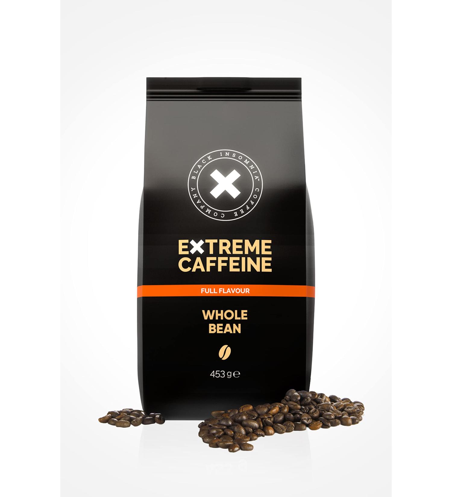 Black Insomnia Coffee Beans - Extra Strong 1105mg Caffeine | World's Strongest Robusta Espresso | Low Acid Dark Roast | 453g (1 Pack) - Buy Online on GoSupps.com