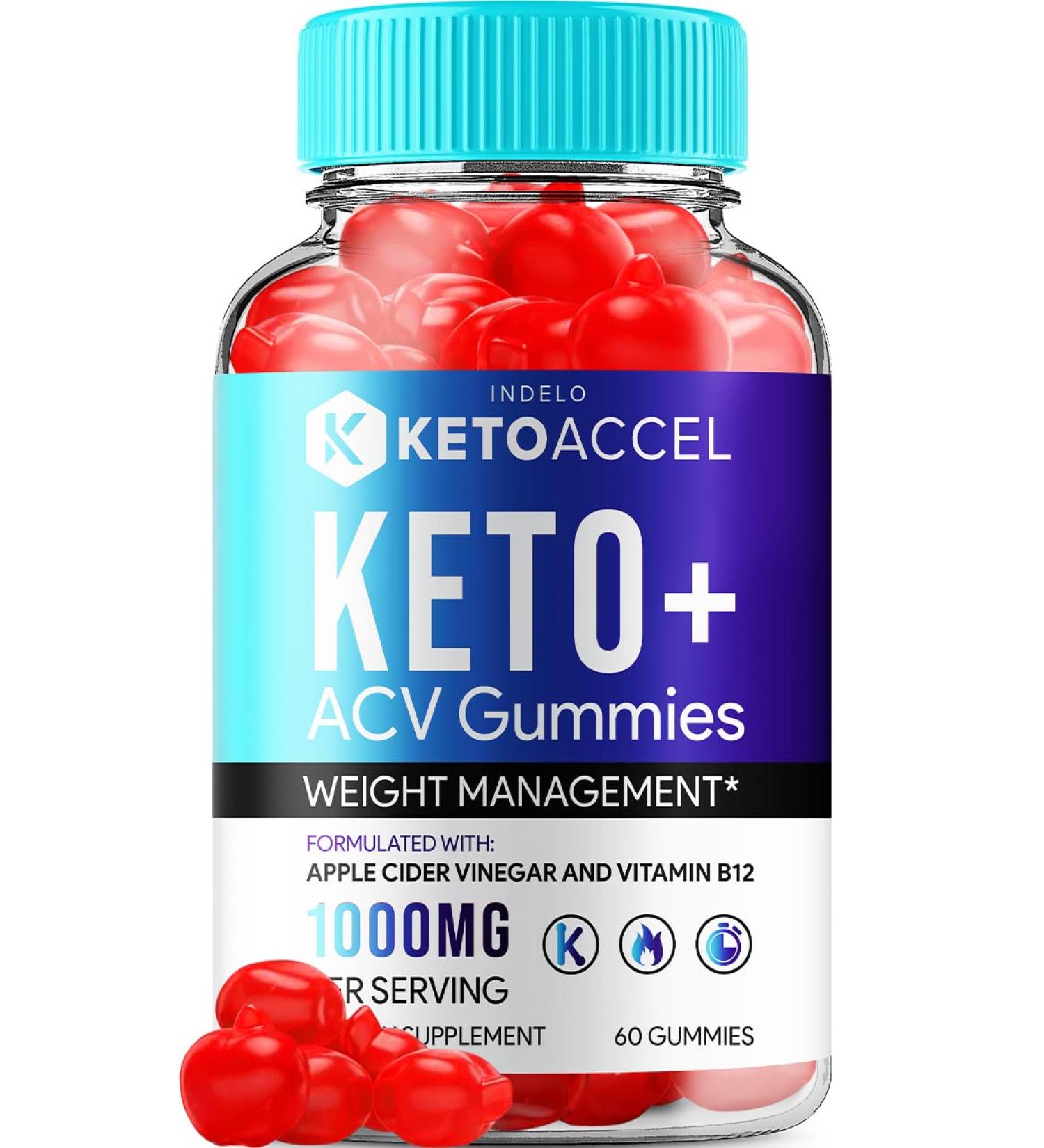 Keto Accel ACV Gummies - Advanced Weight Management Formula | Best Reviews & 1000mg B12 (1 Pack - 60 Gummies) - International Shipping Available - Buy Online on GoSupps.com
