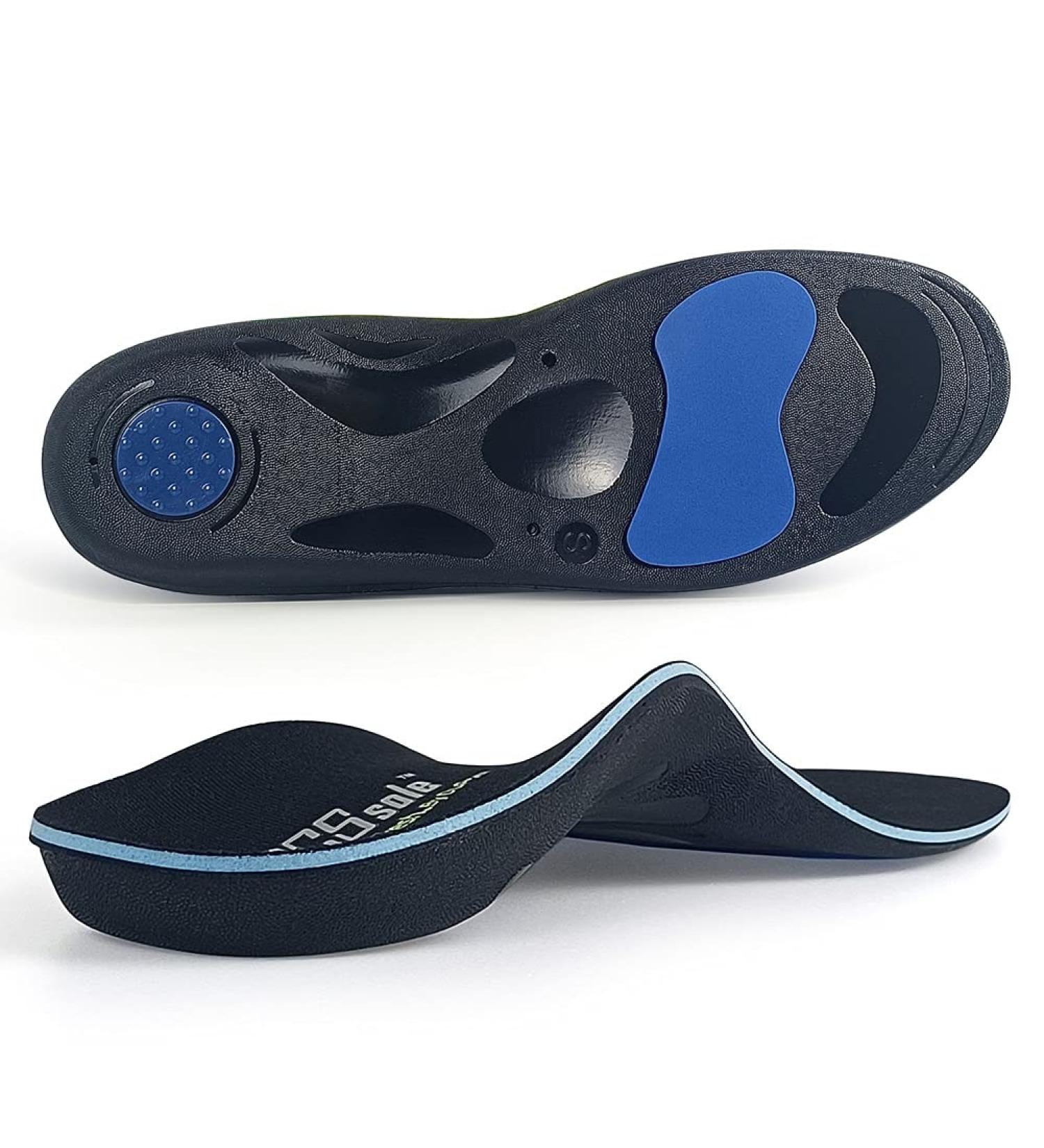 PCSsole Orthotic High Arch Support Insoles - Gel Sport Insert for Flat Feet, Plantar Fasciitis, Feet Pain - Men (Size 8-9.5) - Black - Buy Online on GoSupps.com