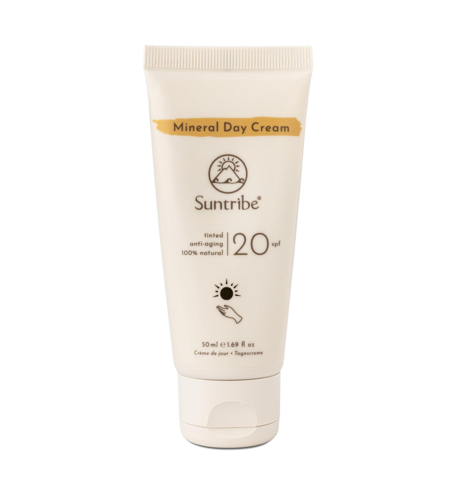 Suntribe Natural Mineral Day Cream SPF 20-40 ml Organic - 100% Natural Tinted Vegan & Non-comedogenic - Almond & Jojoba Oil - Sensitive Skin - Winner Beauty Shortlist Awards 2022 - Buy Online on GoSupps.com