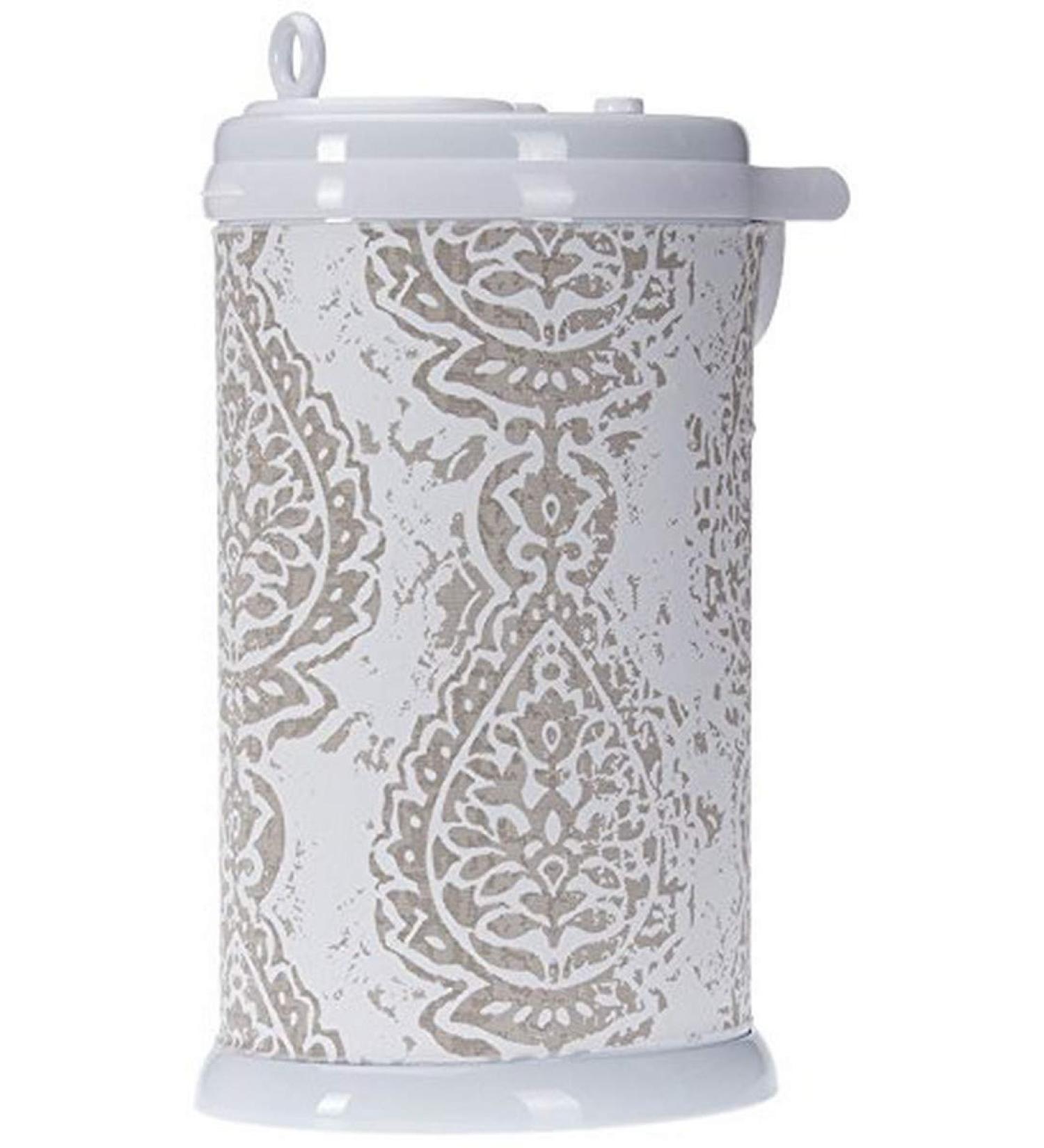 Sweet Potato Soho Ubbi Diaper Pail Cover, Vintage Print Soho White