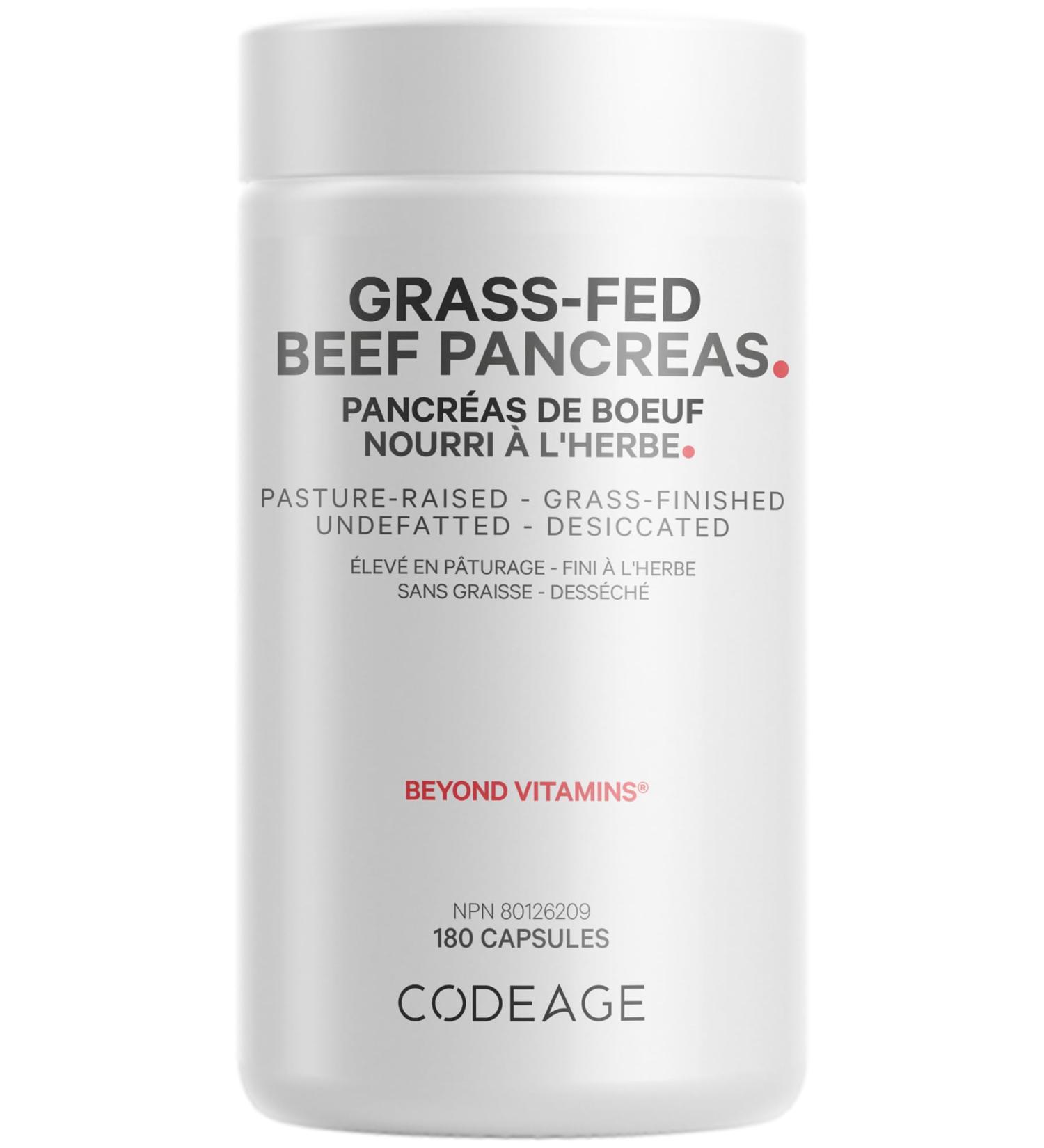 Codeage Grass Fed Beef Pancreas Supplement Superfood Freeze Dried Non-Defatted Desiccated Pancreas Pills Glandulars Meat Pasture Raised Beef Vitamins Non-GMO 180 Capsules - Buy Online on GoSupps.com