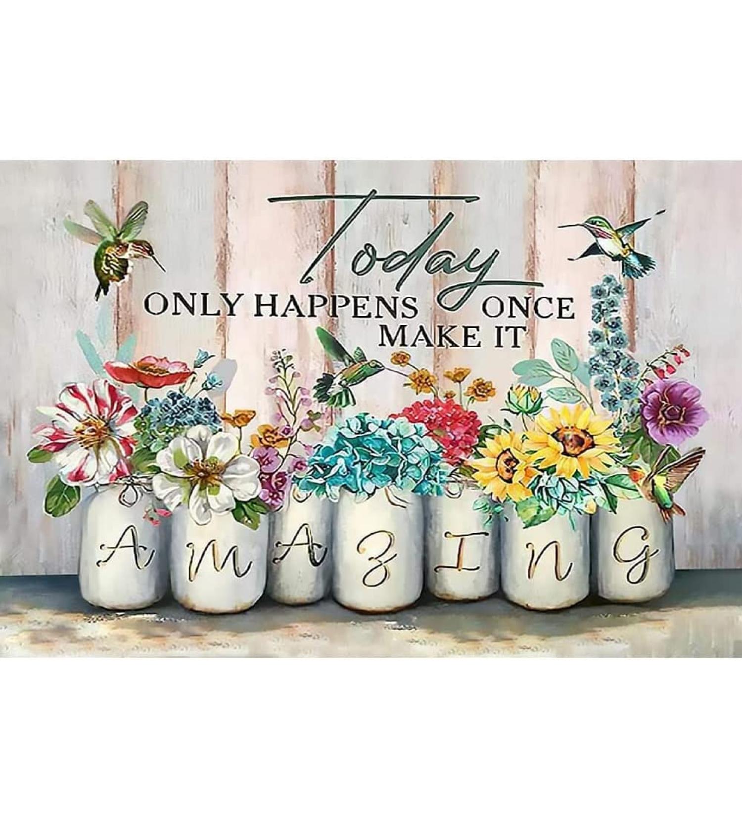 Hummingbird & Flower Cross Stitch Kit for Adults | DIY Stamping Cross Stitch Patterns | Home Decor Stitching Kit 11.8x15.7 inches - Buy Online on GoSupps.com