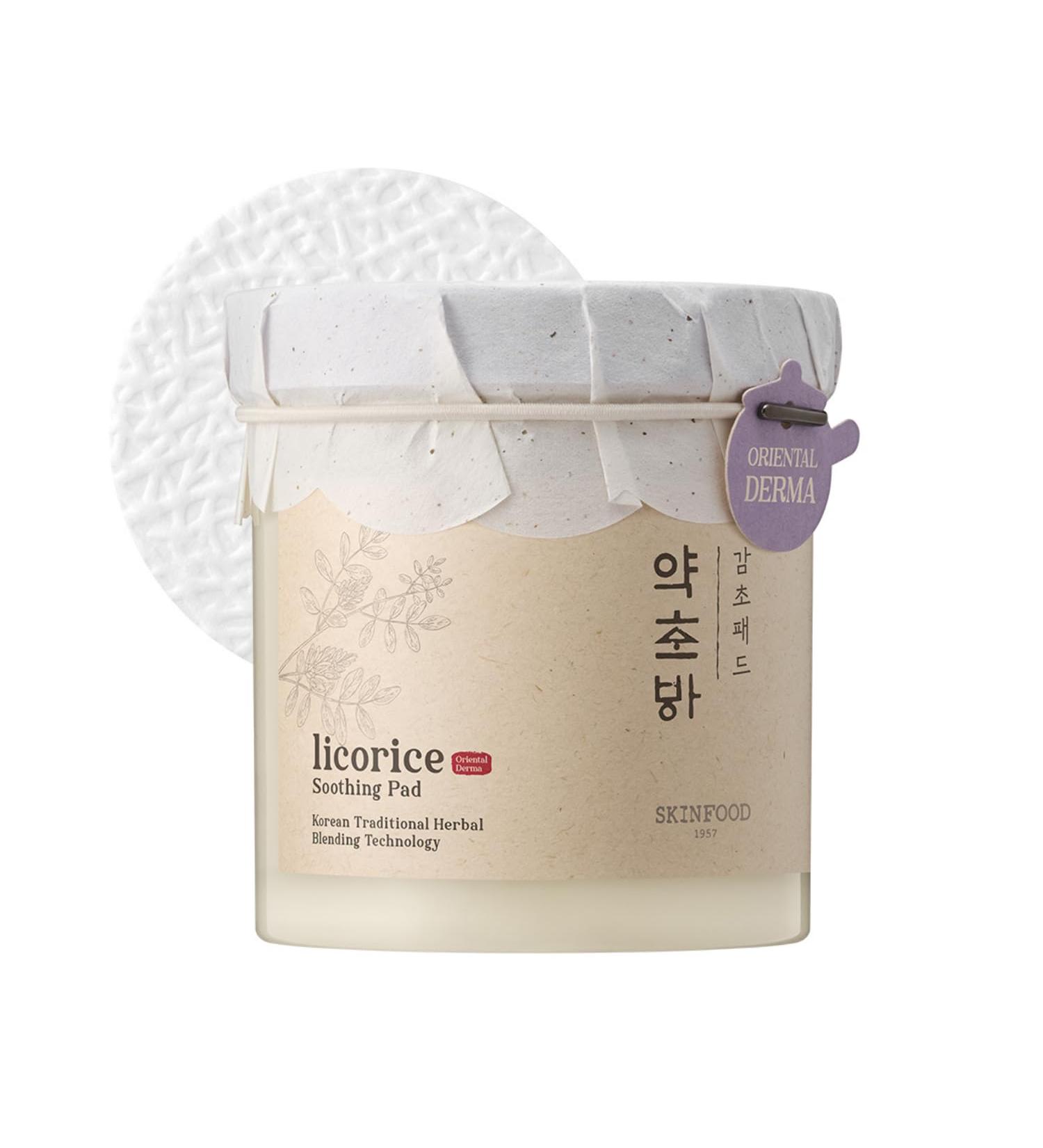 Buy SKINFOOD Licorice Soothing Pad 250g - Herbal Complex Quilted Cotton Pads for Soothing Skin | International Shipping - Buy Online on GoSupps.com