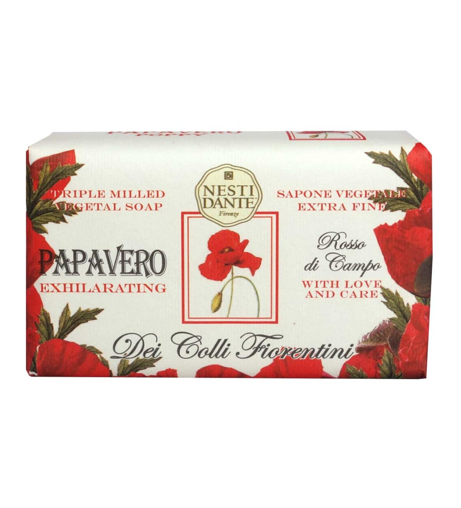 Nesti Dante Dei Colli Fiorentini Red Poppy Soap 250g - Luxurious Italian Soap for Sensitive Skin - International Shipping Available - Buy Online on GoSupps.com