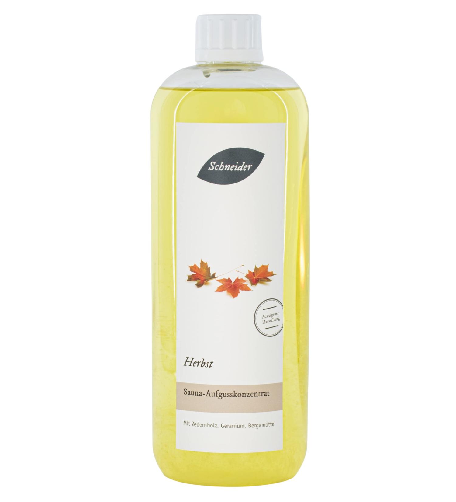 Saunabedarf Schneider Infusion Concentrate Autumn - Fruity-Floral & Earthy Sauna Aroma 1000ml - Perfect for Relaxation - Buy Online on GoSupps.com