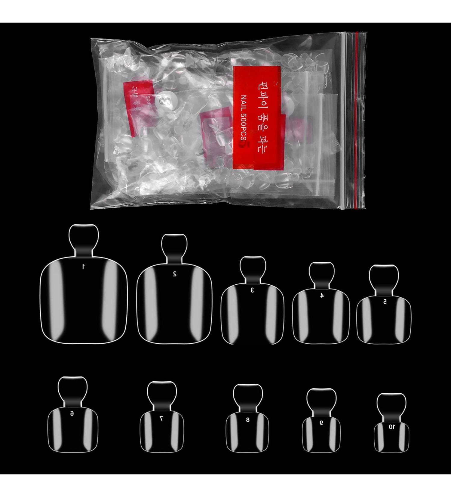 500 Pieces Artificial Toe Nails - 10 Sizes Natural Acrylic Toenails Set | Nail Art Fake Toenail Tips for Perfect Pedicure - Buy Online on GoSupps.com
