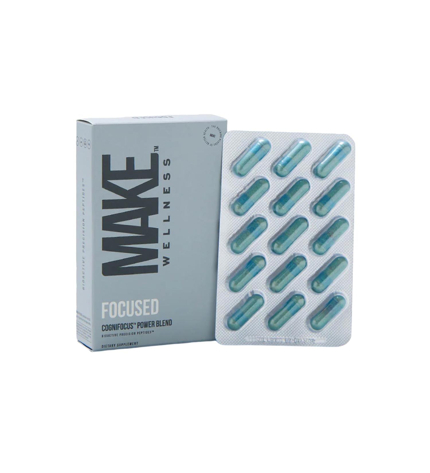 Make Wellness Focused | 30 Capsules | Supports Brain Health & Cognitive Function | Bioactive Precision Peptides | Clarity Memory & Focus Support | Nootropic Formula with Bacopa & Ginkgo - Buy Online on GoSupps.com