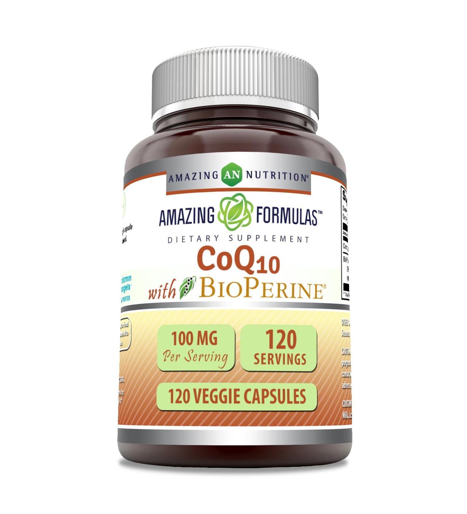 Amazing Formulas CoQ10 with BioPerine 100 Mg | Vegetarian Capsules Supplement | Non-GMO | Gluten-Free | Made in USA (1 Pack | 120 Count) Unflavored - Buy Online on GoSupps.com