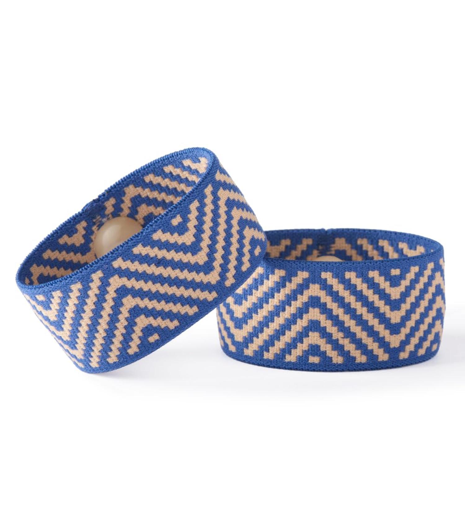 Acupressure Relief Band - Wind & Waves Collection | Stylish Wellness Bracelets for Nausea Relief | Travel Pregnancy Cruise | Cobalt/Camel Medium Size - Buy Online on GoSupps.com