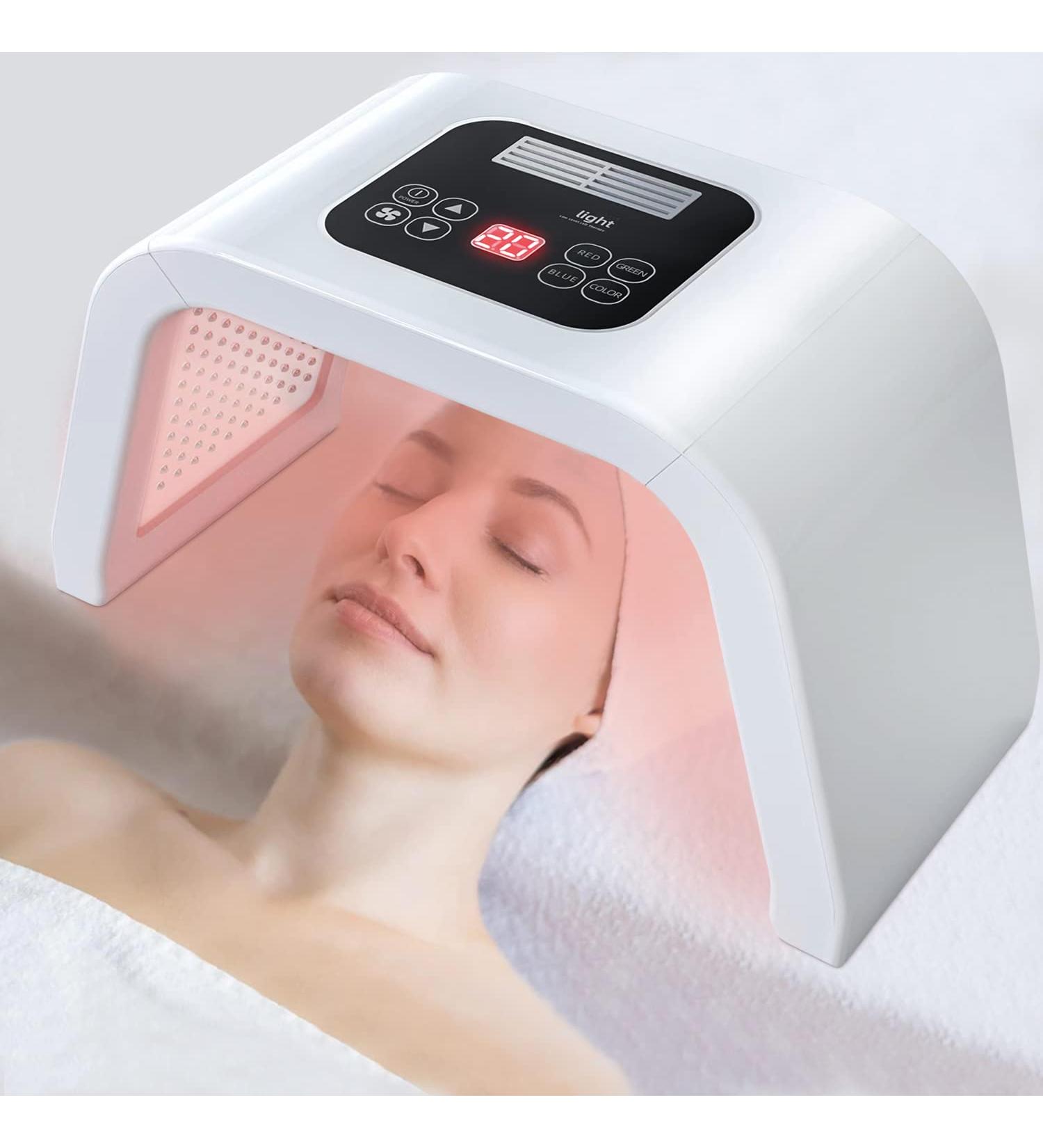 7-in-1 Color LED Face Mask Light Therapy for Skin Rejuvenation - At-Home SPA Facial Equipment in White - Buy Online on GoSupps.com