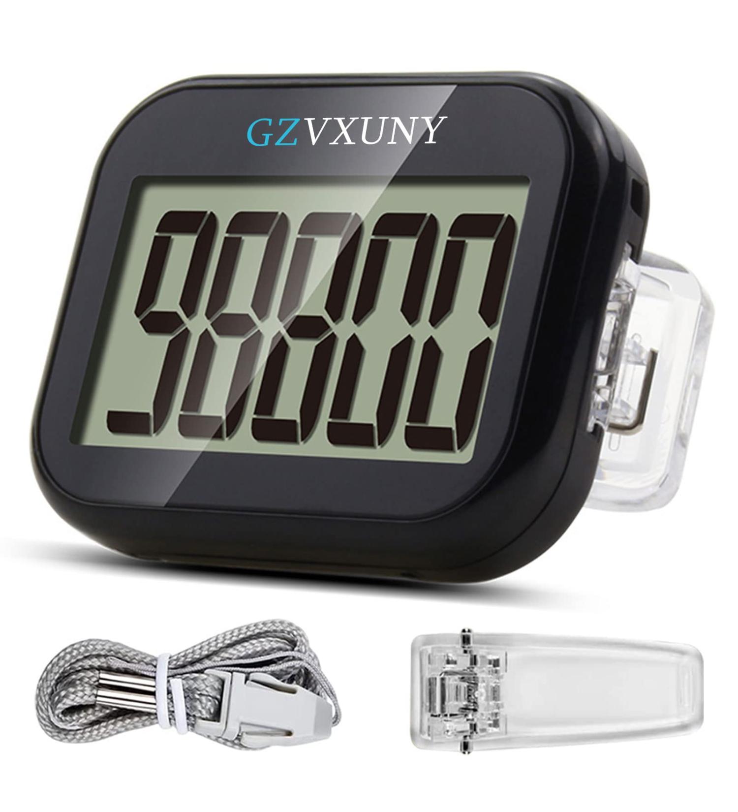 Buy GZVXUNY 3D Pedometer with Clip - Large LCD Display Simple Design No App Needed | Best Black Walking Pedometer for Accurate Step Tracking - Buy Online on GoSupps.com