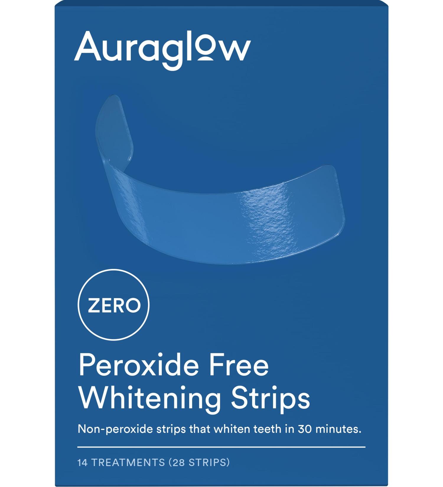 Auraglow Teeth Whitening Strips Peroxide Free 14 Treatments Whitens Teeth Without Sensitivity Natural Whitening Strips Removes Years of Stains Enamel Safe Teeth Whitener 28 Strips Mint - Buy Online on GoSupps.com