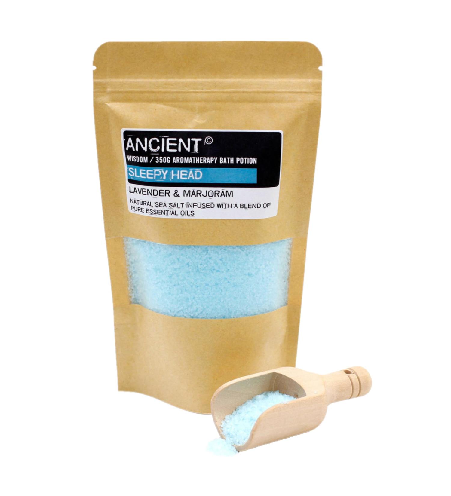 Shakra Health Sleepy Head Natural Sea Salt and Pure Essential Oils. Soothing Aromatherapy Bath Salt Deep Soak Muscle Relief Potion: 350g Resealable Bag - Lavender and Marjoram - Buy Online on GoSupps.com