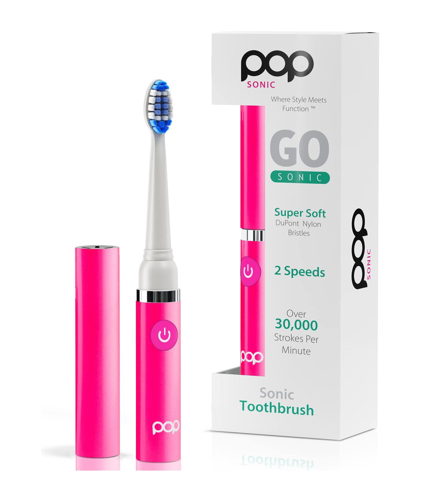 Pop Sonic Pink Electric Toothbrush - Travel-Friendly 2 Speed 15 000-30 000 Strokes/Min DuPont Bristles - Kids Toothbrushes - Buy Online on GoSupps.com