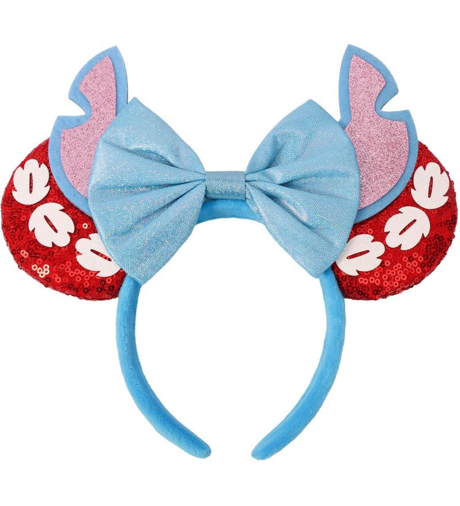 HXPLN Mouse Ears Headband Stitch Ears Glitter Headband for Adult Women Girls Parks Ears for Trips Party Cosplay Costume Accessories Blue&red - Buy Online on GoSupps.com