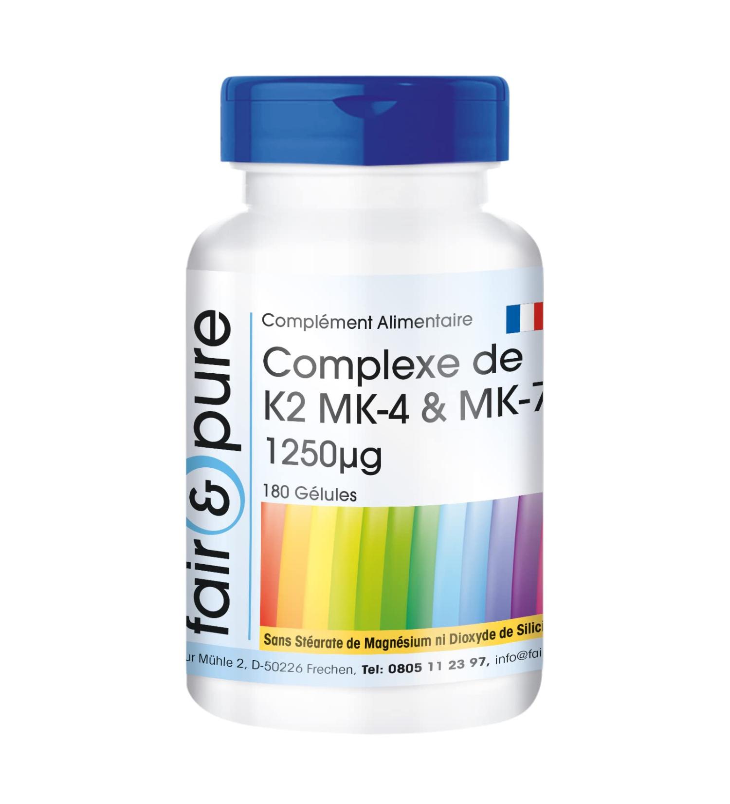 Fair & Pure - K2 Complex 1250 g MK-4 & MK-7 - vegan - high dosage - 180 capsules - Buy Online on GoSupps.com