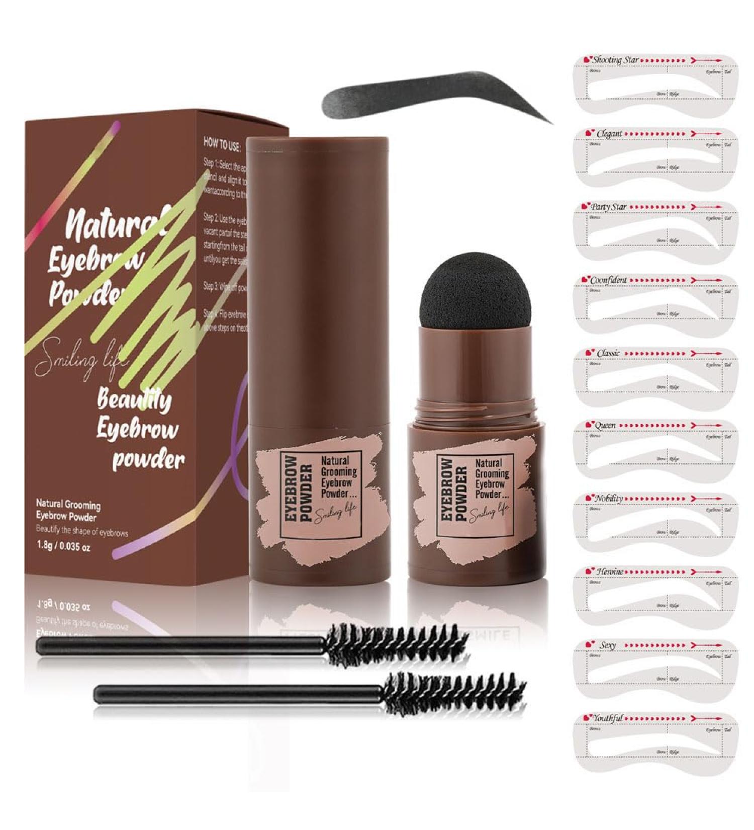 Eyebrow Powder Stick Eyebrow Stamp One Step Eyebrow Stamp Shaping Kit Long Lasting Eyebrow Makeup Eyebrow Powder Tool Set (black) - Buy Online on GoSupps.com