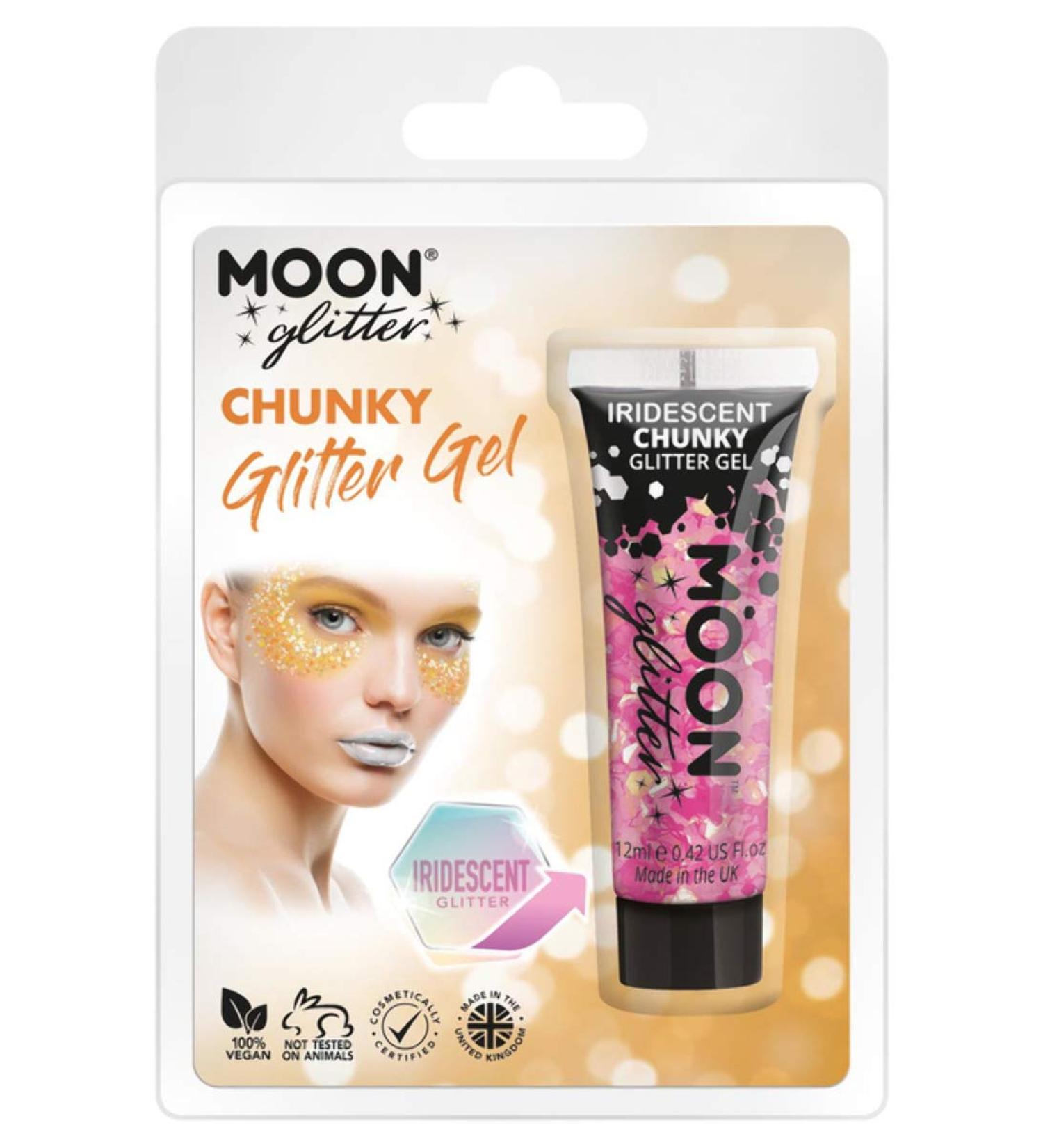 Smiffys Smiffys Moon Glitter Iridescent Chunky Glitter Gel Pink
