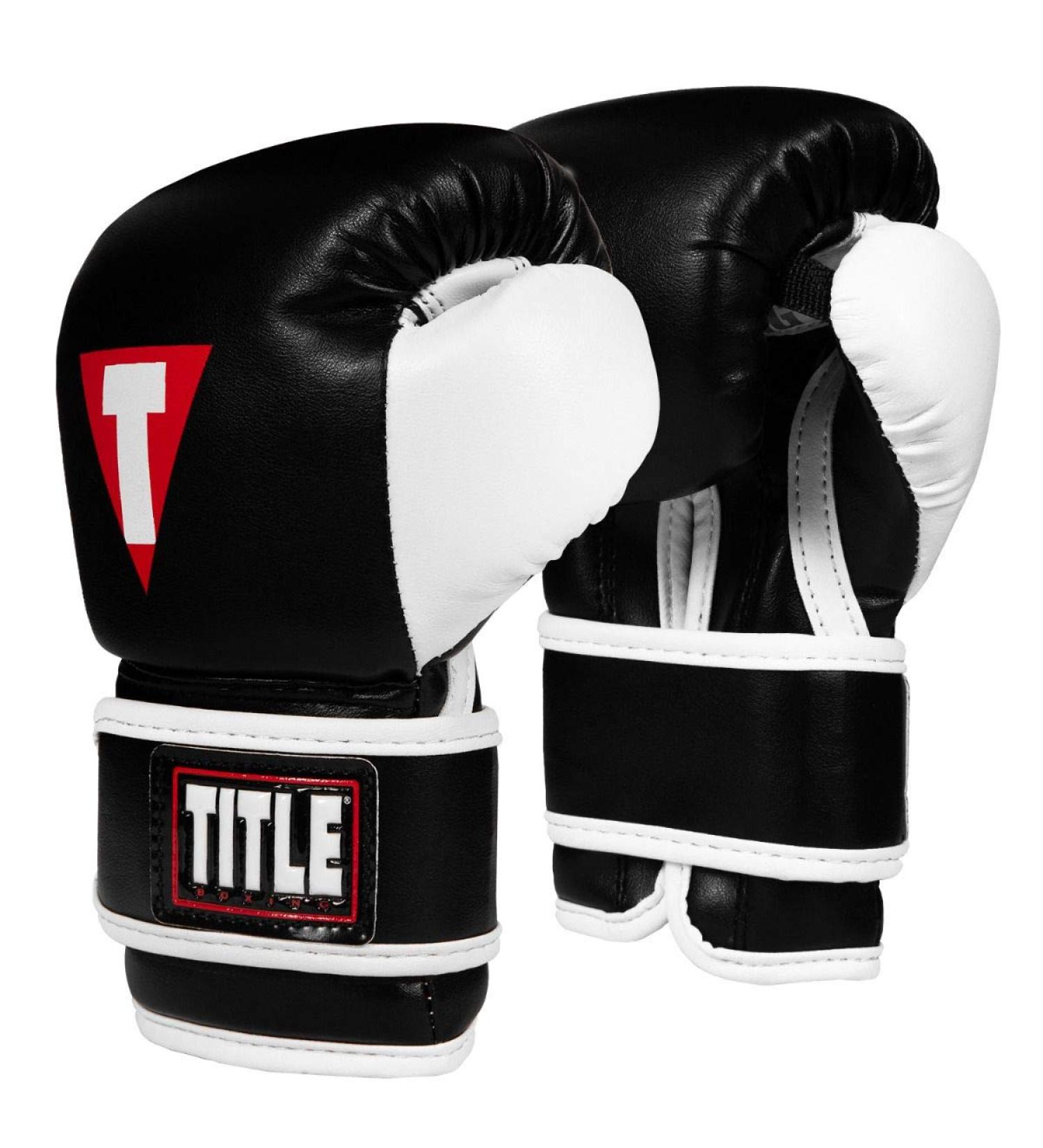 TITLE Boxing Youth Bag Gloves Black/White 4 oz - Lightweight Kids Boxing Gloves - Buy Online on GoSupps.com