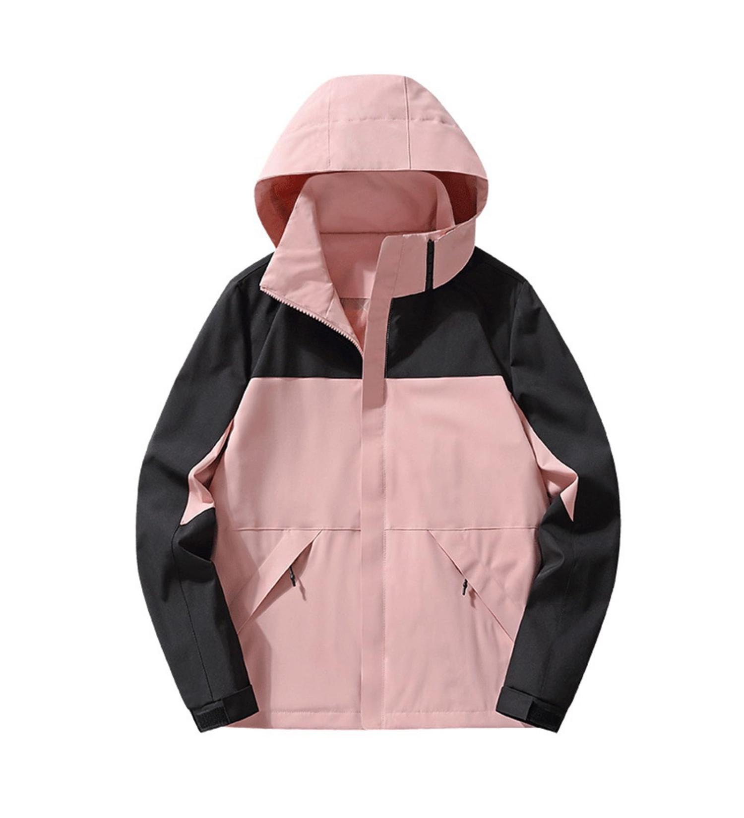 oelaio Waterproof Winter Coat Women's Long Raincoat with Hood Outdoor Lightweight Windbreaker Rain Jacket Waterproof Pink Small - Buy Online on GoSupps.com
