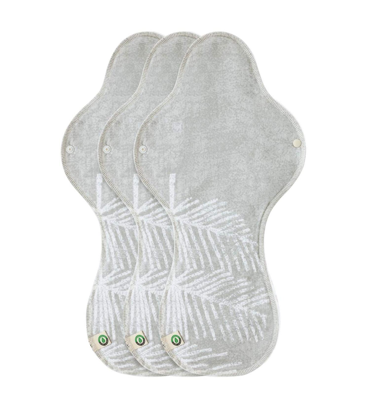Organic Reusable Cotton Menstrual Pads - FDA Registered - Leaf Pattern Night Pad with Wings - 3 Pack - Buy Online on GoSupps.com