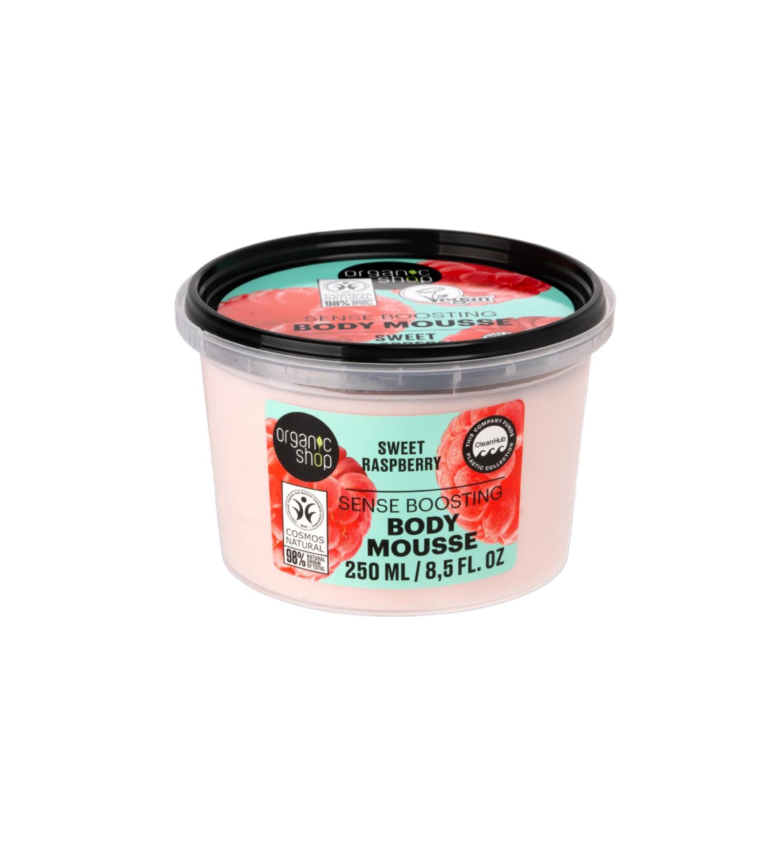 Organic Shop Sweet Raspberry Sense Boosting Body Cream 100% Vegan & Organic Daily Moisturizer & Deep Nourishing Body Mousse Hydrating Natural Lotion Intensive Care & Skin Toning. 250ml - Buy Online on GoSupps.com