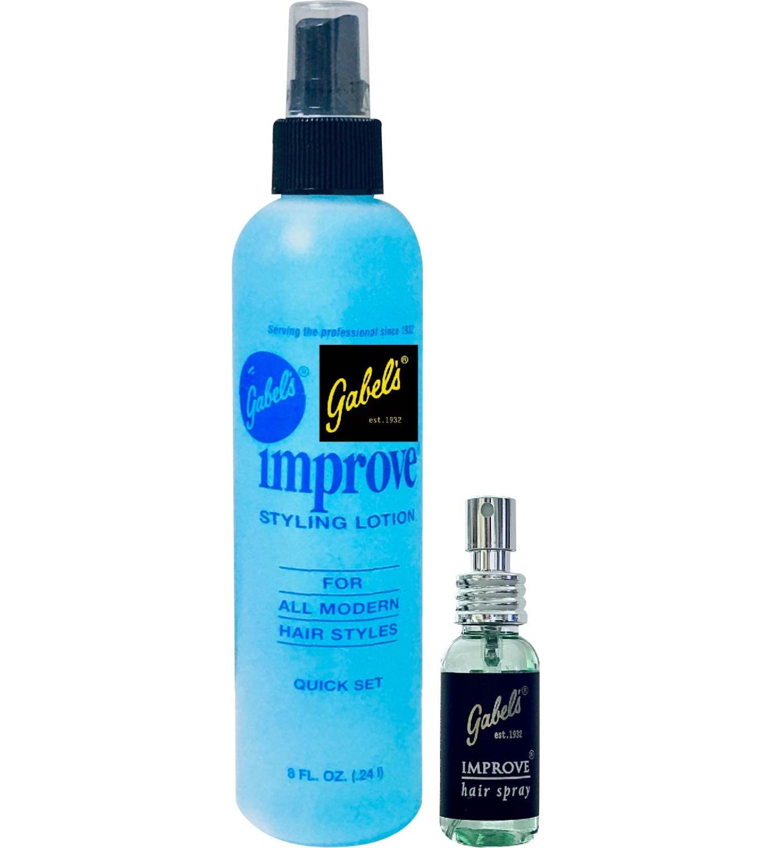 Gabel's Styling Lotion Hair Spray Set - Quick Set Blue-Light Hold (8oz) and Green-Super Hold (1oz) - Authentic Direct from Manufacturer Blue 8oz Green 1oz
