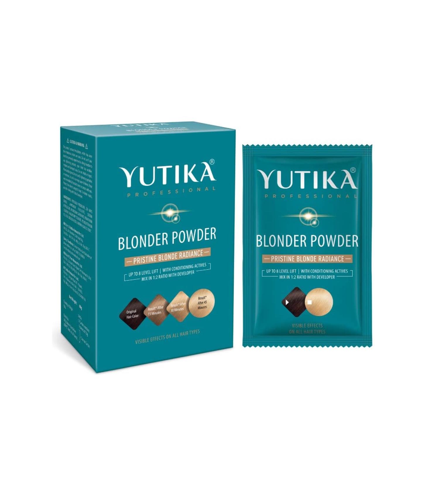 Yutika Professional Blonder Powder For Hair Blonder Powder For Men Women 60 gm Multi Blonde Powder Sachet Bleach Pritsine Blonde Radiance Up to Level 8 Lift - Buy Online on GoSupps.com