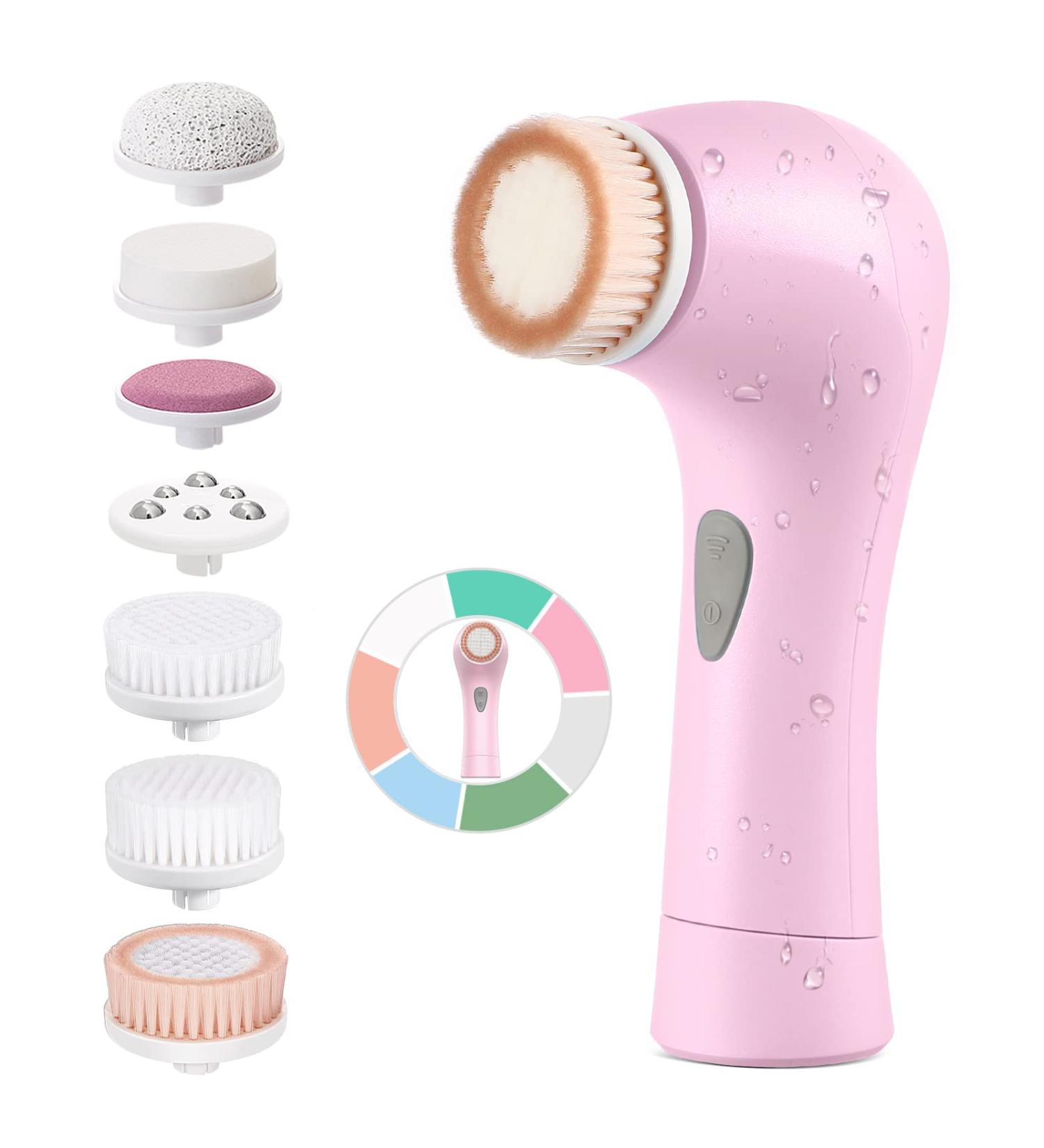 Electric Facial Cleansing Brush - Waterproof Exfoliating Spin Device for Acne-Prone Skin - Pink - Buy Online on GoSupps.com