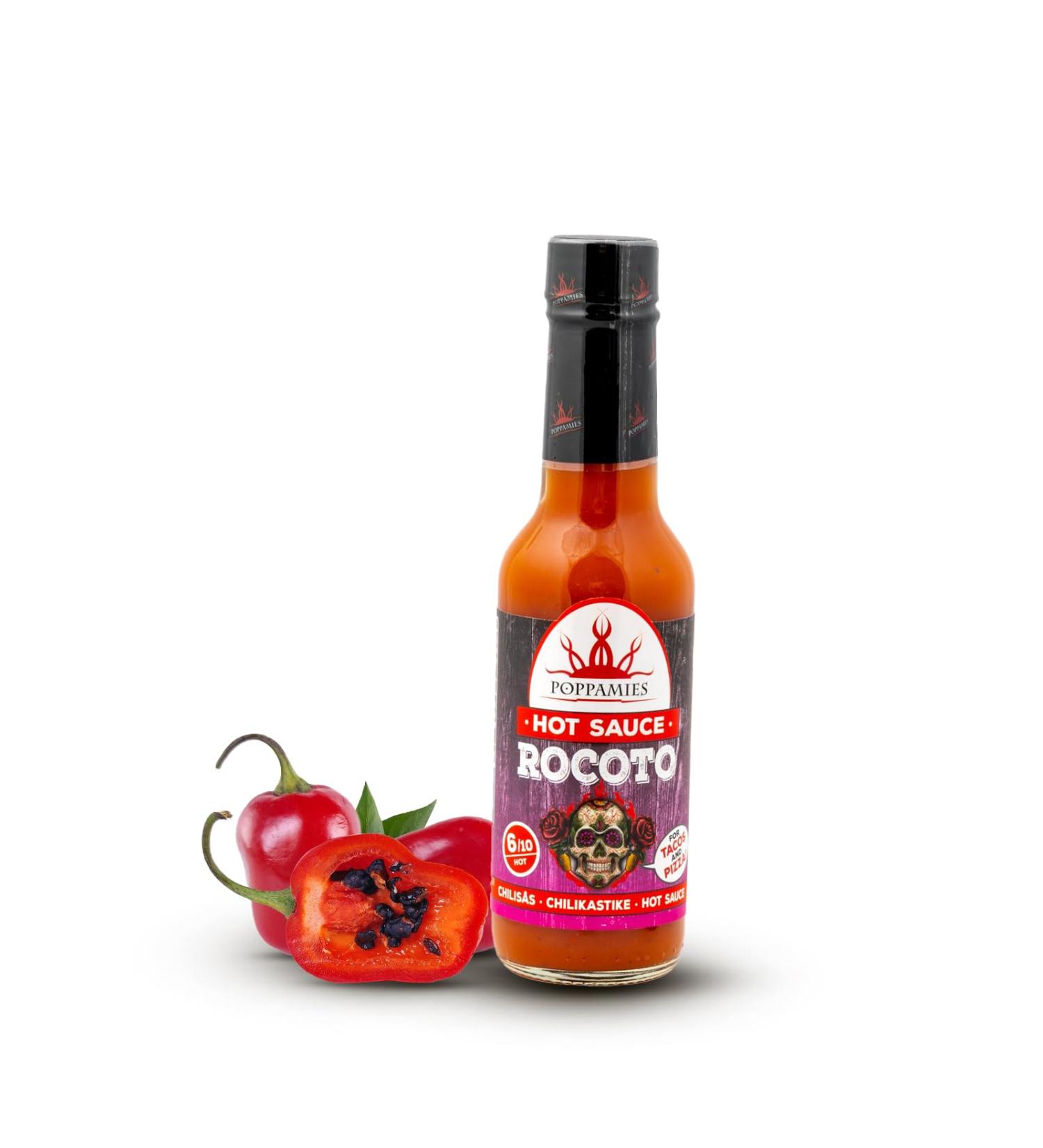 Poppamies Rocoto Chili Hot Sauce - Gluten Free Vegan Lactose Free | 150ml | Medium Heat 6/10 - Buy Online on GoSupps.com