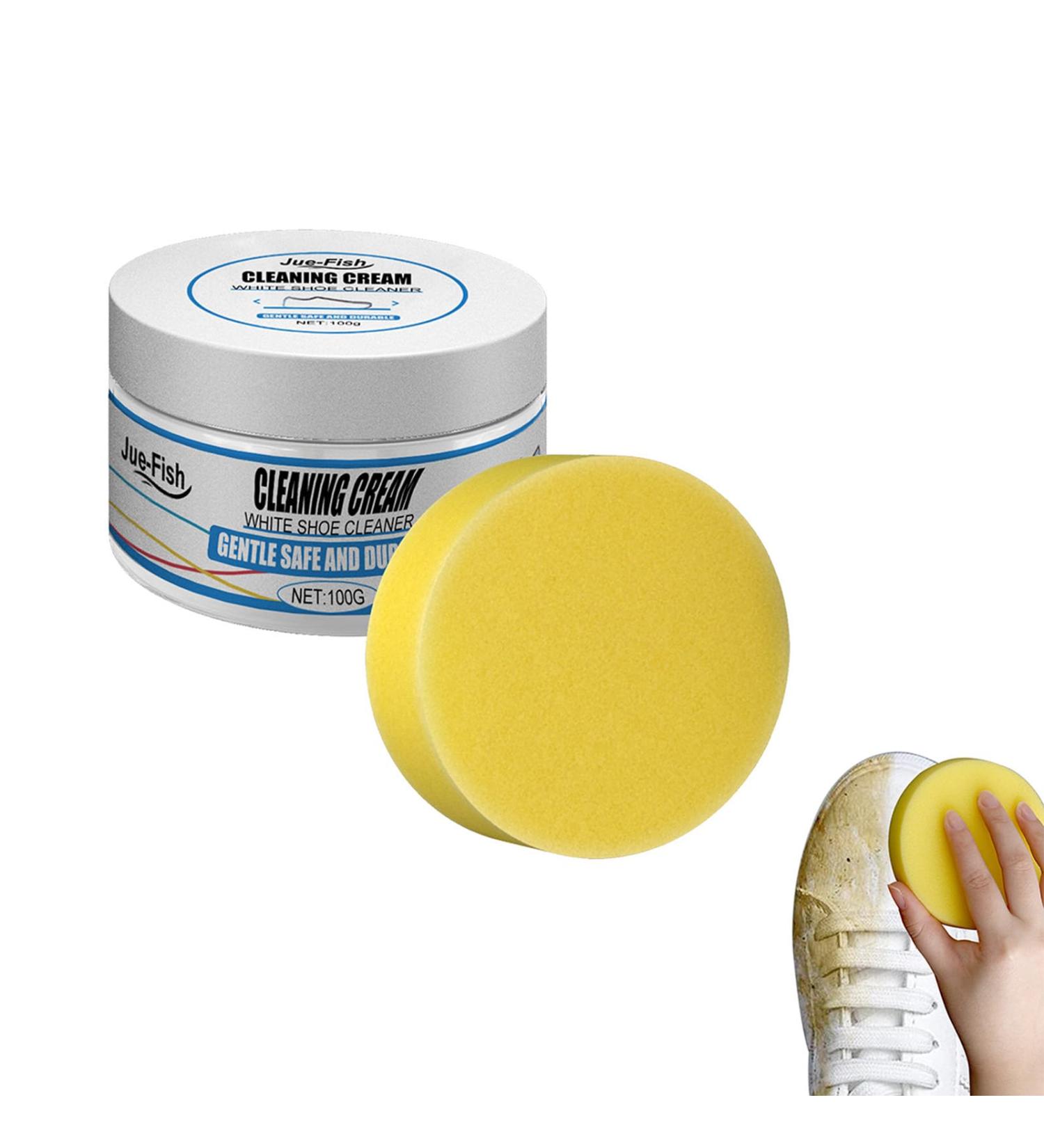 White Shoe Cleaning Cream - 100g White Trainer Cleaner - Shoe Whitener For Trainers - Shoes Whitening Cream With Sponge - Household White Shoe Cleaner Tools For Canvas Sports Shoes 1 set - Buy Online on GoSupps.com