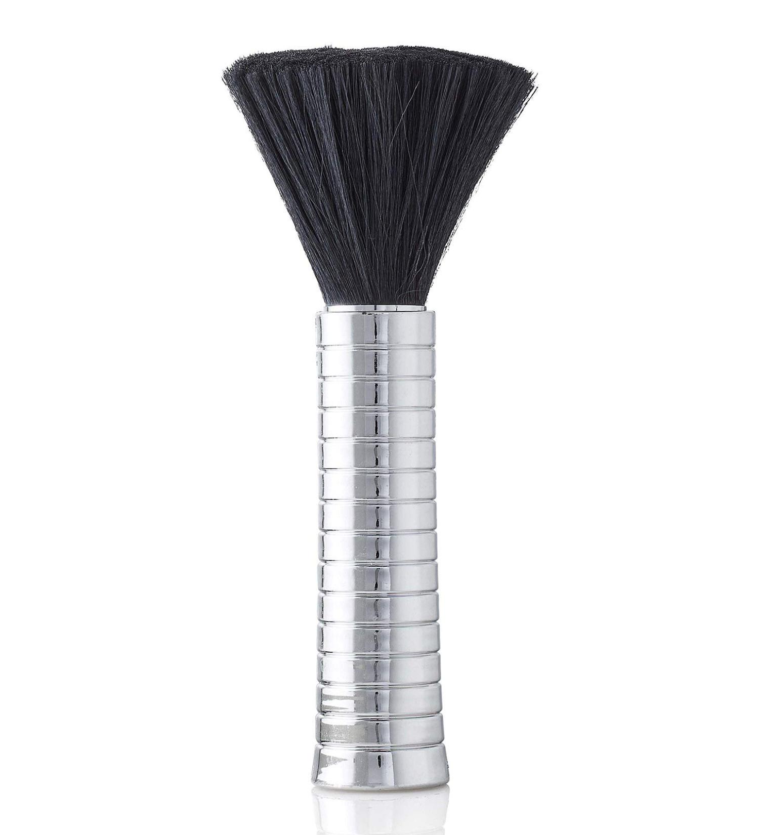 Hairdresser neck brush with silver grip