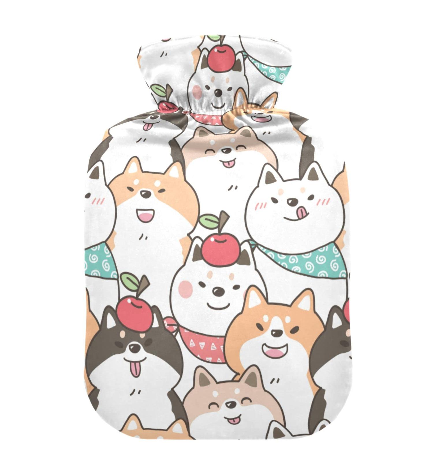 Hot Water Bottles with Cartoon Dog Covers - 2L Pain Relief Heating Pad for Headaches & Back Pain - Buy Online on GoSupps.com