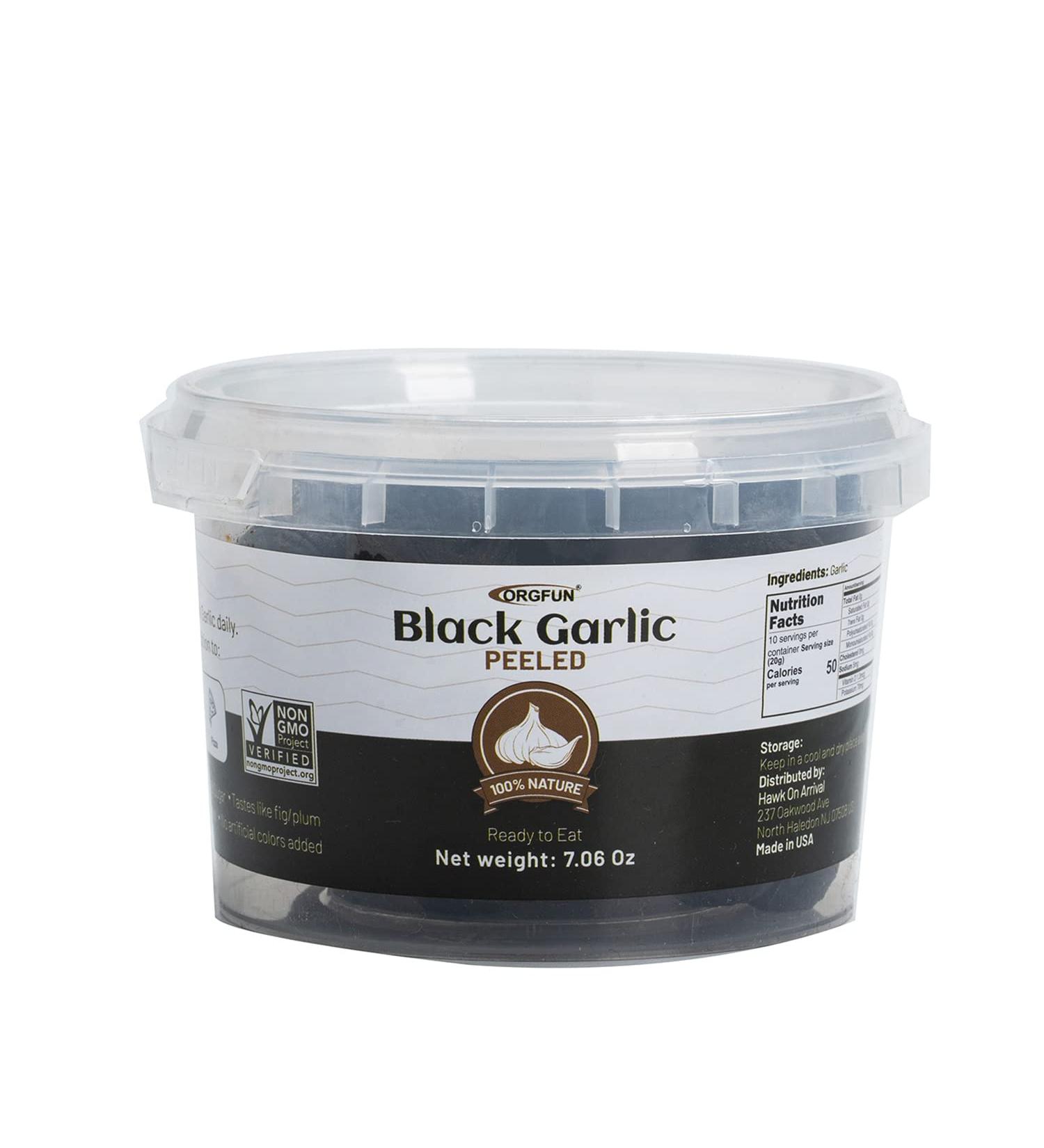ORGFUN Peeled Black Garlic 7.06 Oz - Fermented Cloves, Ready-to-Eat, Local Cultivation - Buy Online on GoSupps.com