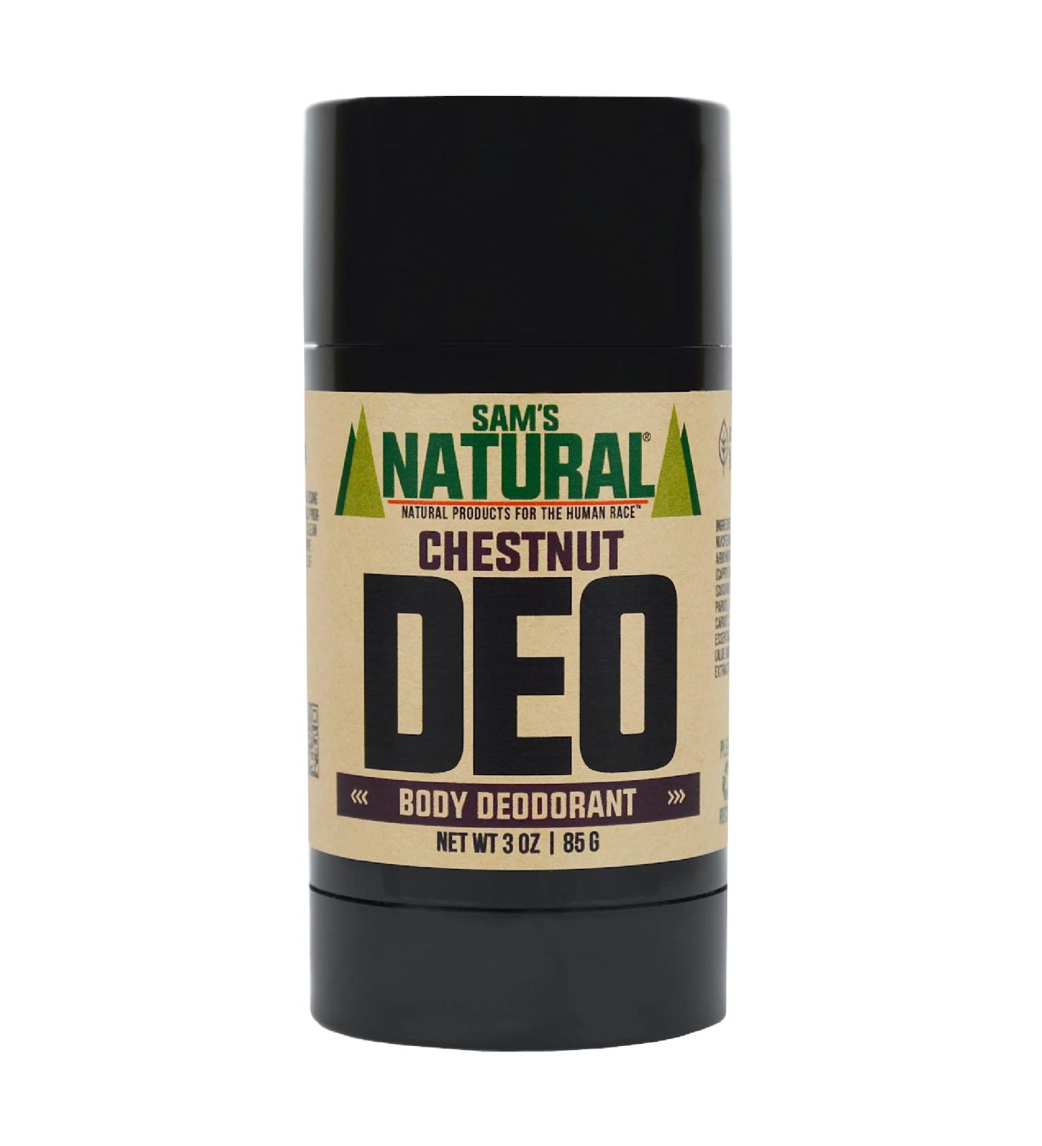 Sam s Natural Deodorant - Chestnut - Holiday Gifts - Stocking Stuffers - Gifts for Men - Aluminum Free DEO - No phthalates parabens sulfates or dyes - Vegan Cruelty Free - 3 oz - Buy Online on GoSupps.com