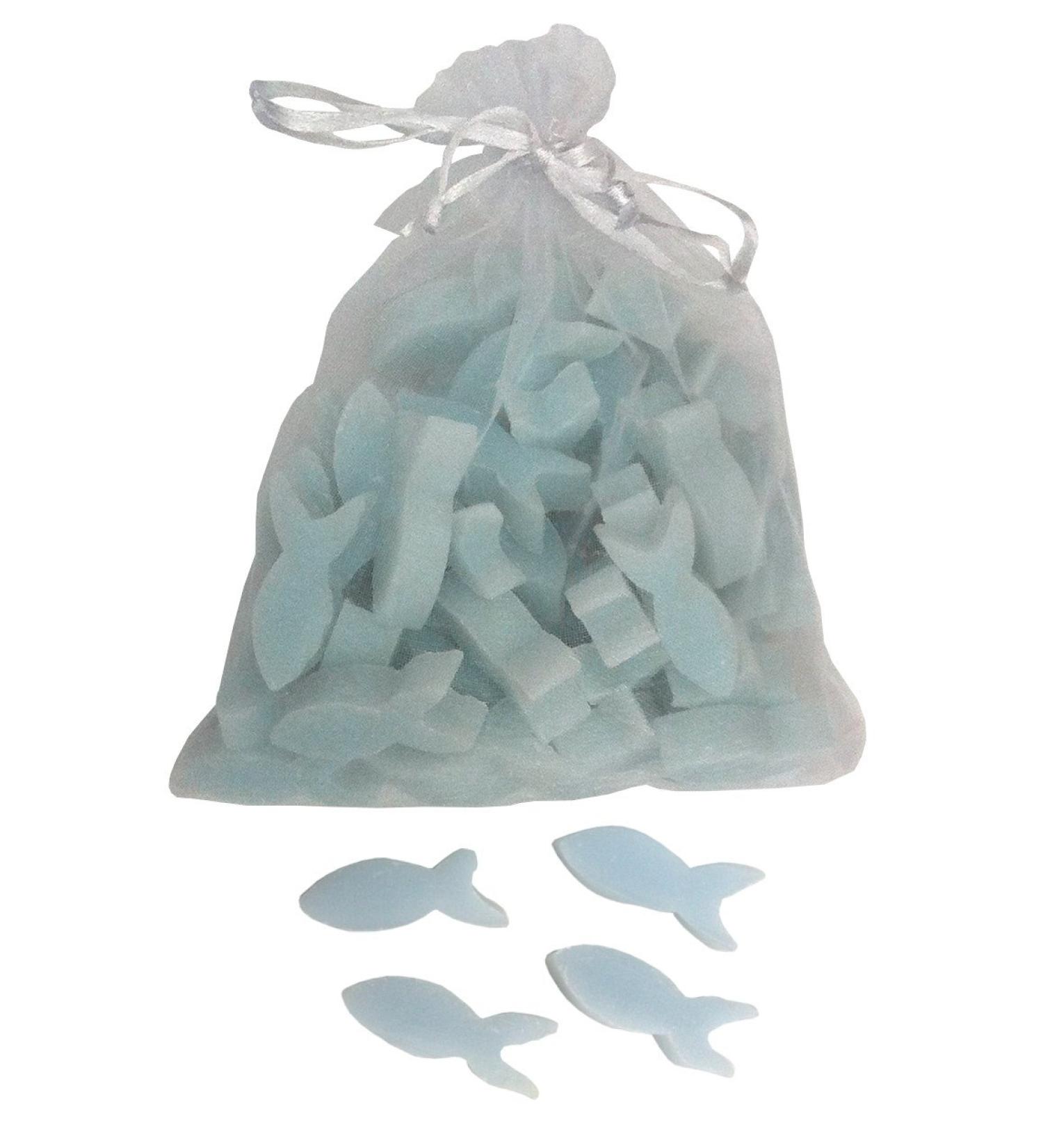  Florex Florex Pack of 50 mini sheep's milk soaps in the shape of mini fish in an organza bag for guests (forget-me-not) - Buy Online on GoSupps.com