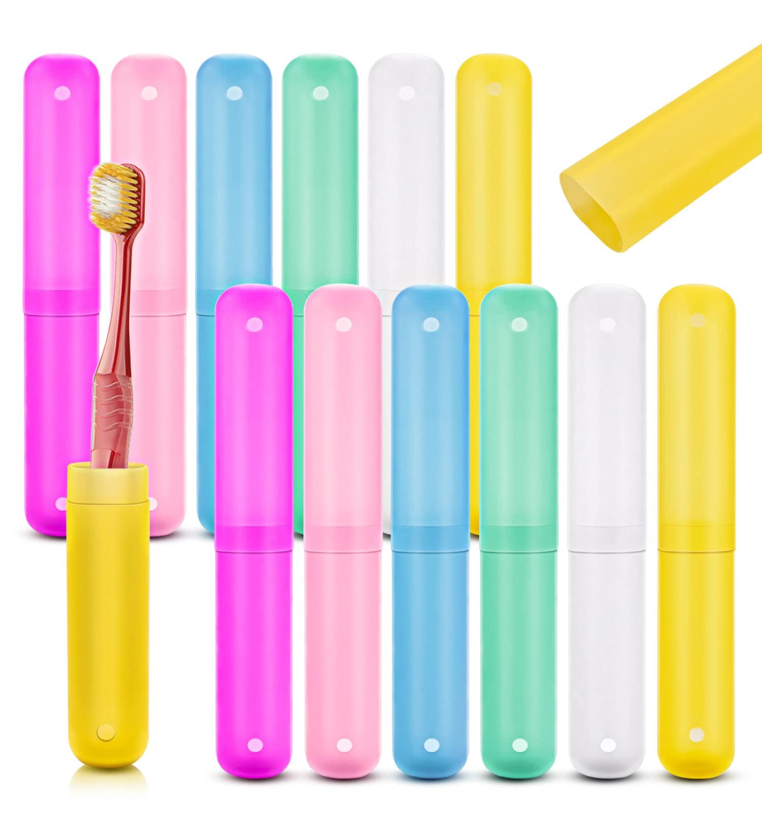 Susser Pack of 12 Portable Plastic Toothbrush Cases | 6 Color Dust-Proof Holders for Travel & Home - Buy Online on GoSupps.com