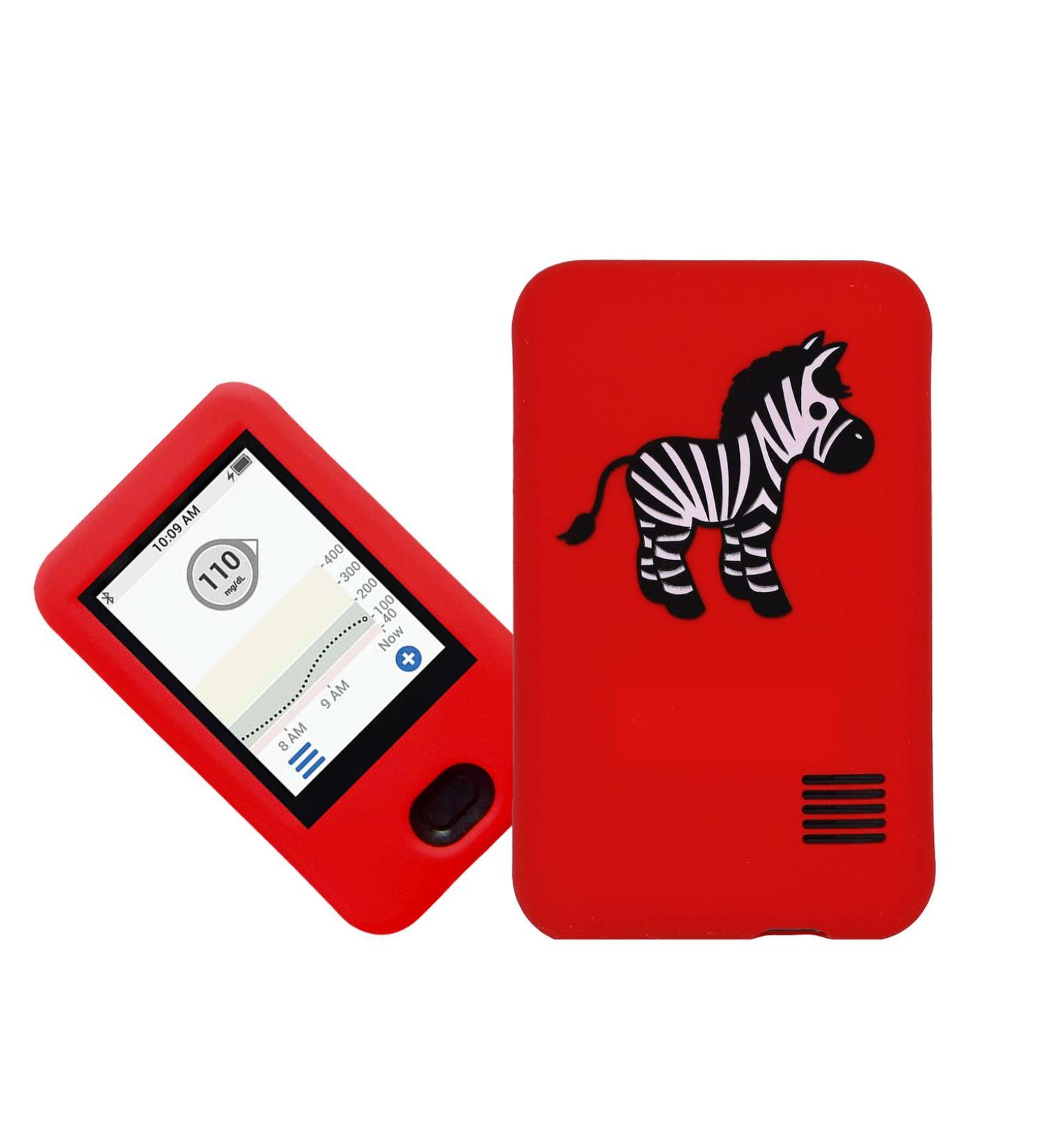 Premium Designed Silicone Case for Dexcom Receiver G6 CGM (Continuous Glucose Monitoring) (DE/RED/ZEBRA)