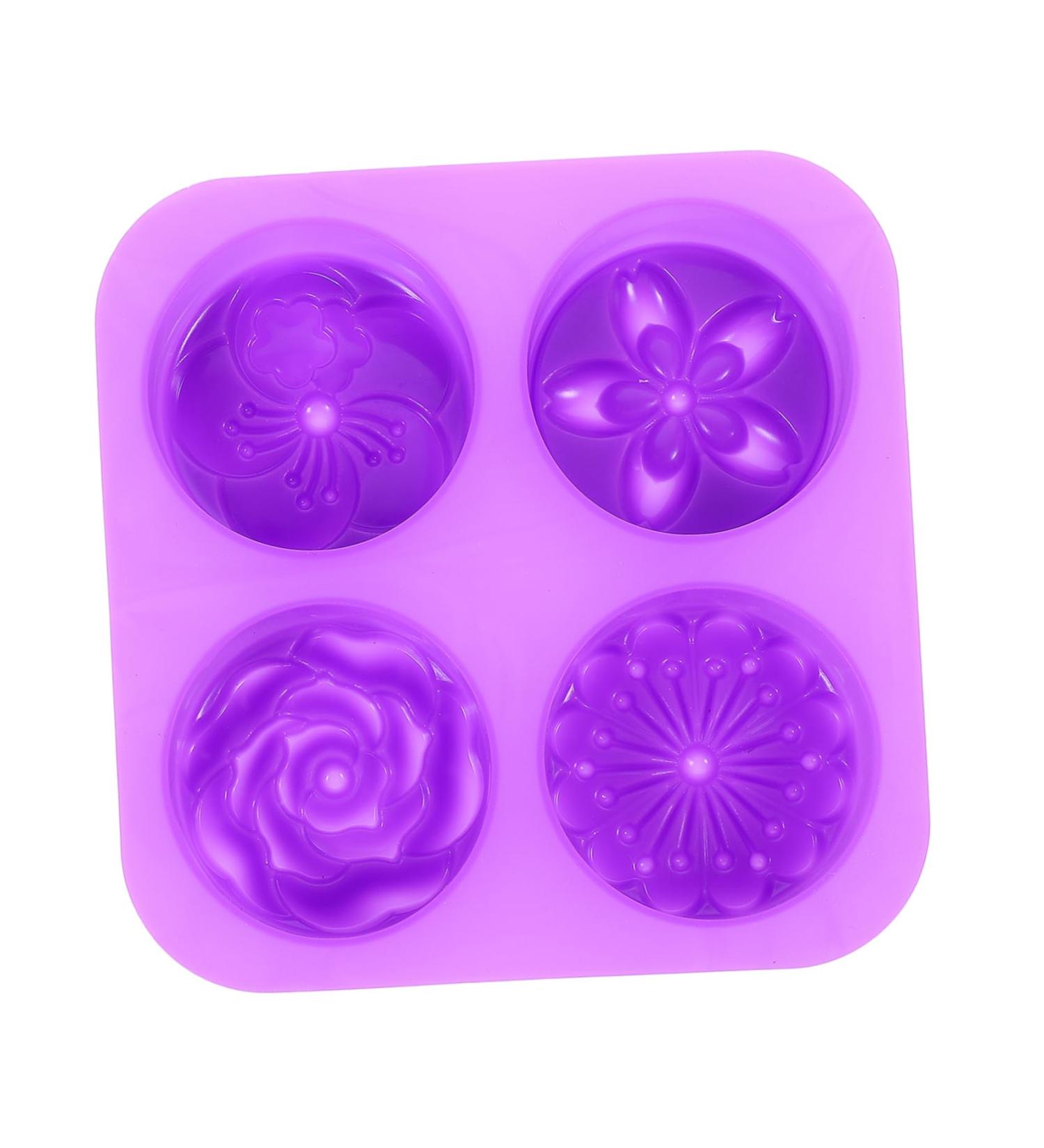 MAGICLULU 1pc Handmade Soap Mold Flower Fondant Cake Molds DIY Muffin Tool Silicone Biscuits Rose Candy Cookie Cake Flower Casting Molds Resin Mold Silica Gel Flower Model Purple Round 3X16.6X16.6CM - Buy Online on GoSupps.com