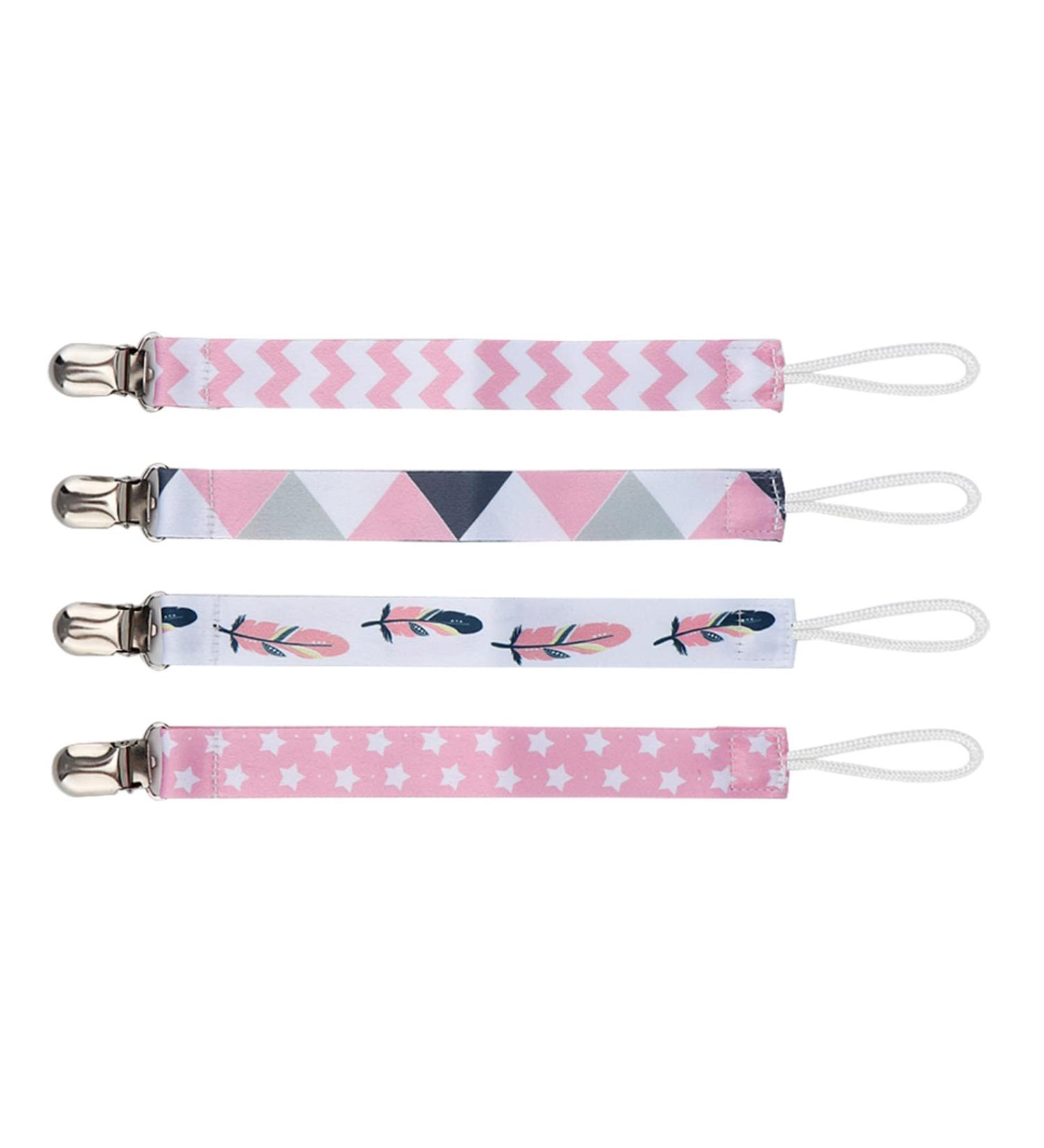 4 Pack Baby Pacifier Clip Chain - Cotton Strap Soother Hook for Toddlers & Kids - Buy Online on GoSupps.com